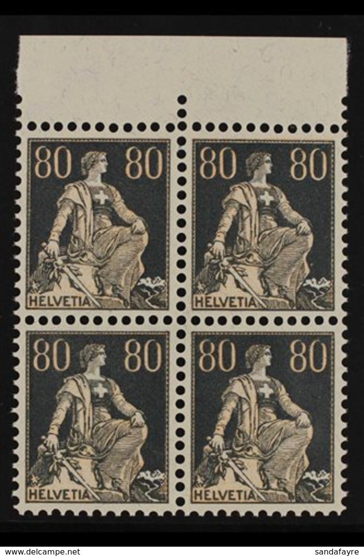 1915-40  80c Buff & Olive Grey, Smooth Gum, Mi 141x, SG 244b, BLOCK OF 4, Never Hinged Mint (4 Stamps) For More Images,  - Andere & Zonder Classificatie