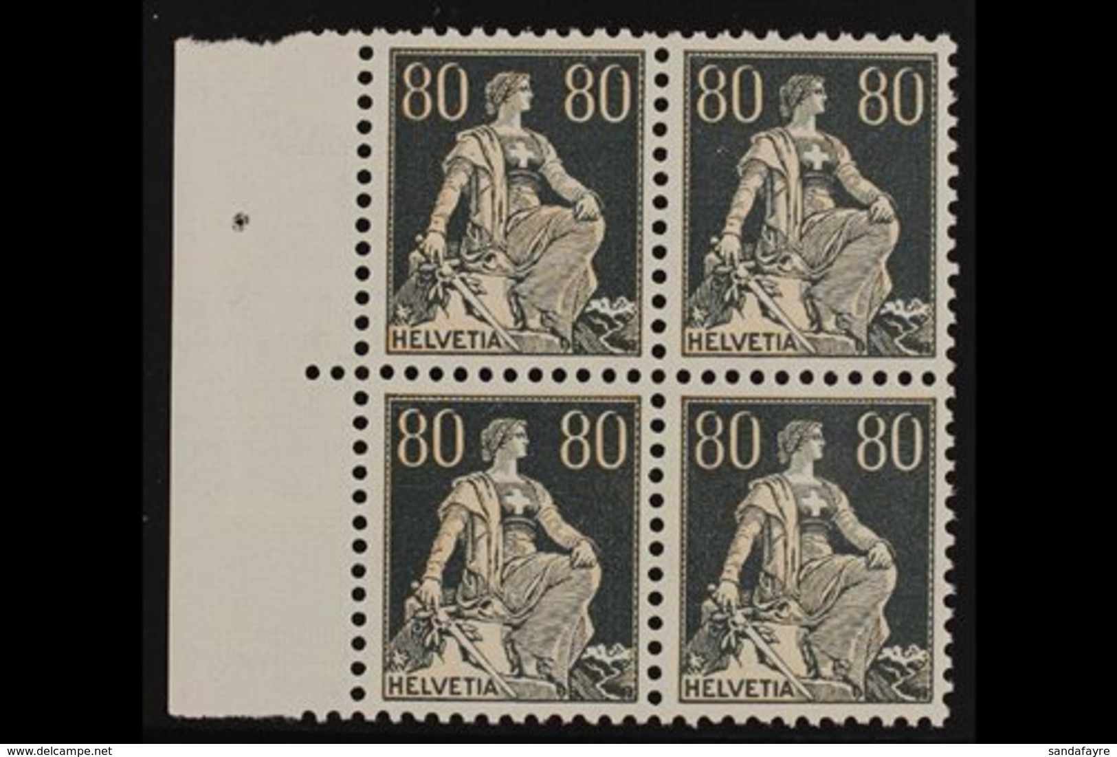 1915-40  80c Buff & Olive Grey, Grilled Gum, Mi 141z, SG 244a, BLOCK OF 4, Never Hinged Mint (4 Stamps) For More Images, - Sonstige & Ohne Zuordnung