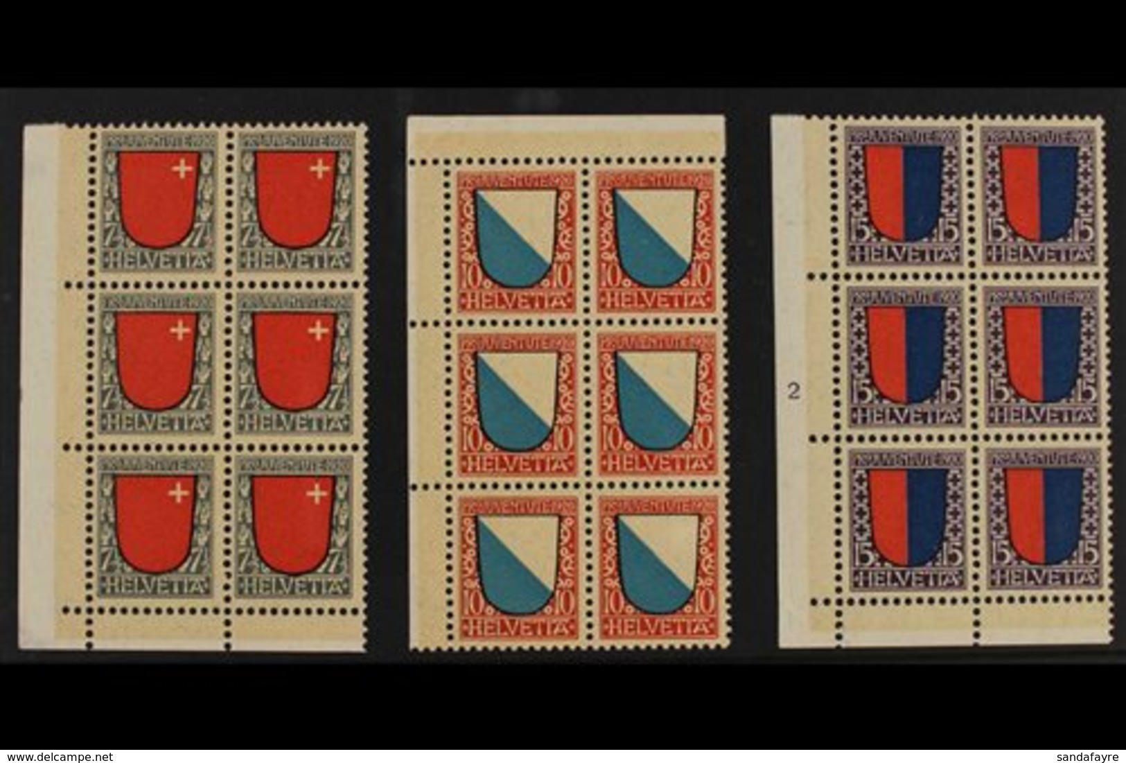 1920  Pro Juventute Set, Mi 153/55, SG J14/16, CORNER BLOCKS OF 6, Never Hinged Mint (3 Blocks = 18 Stamps) For More Ima - Sonstige & Ohne Zuordnung