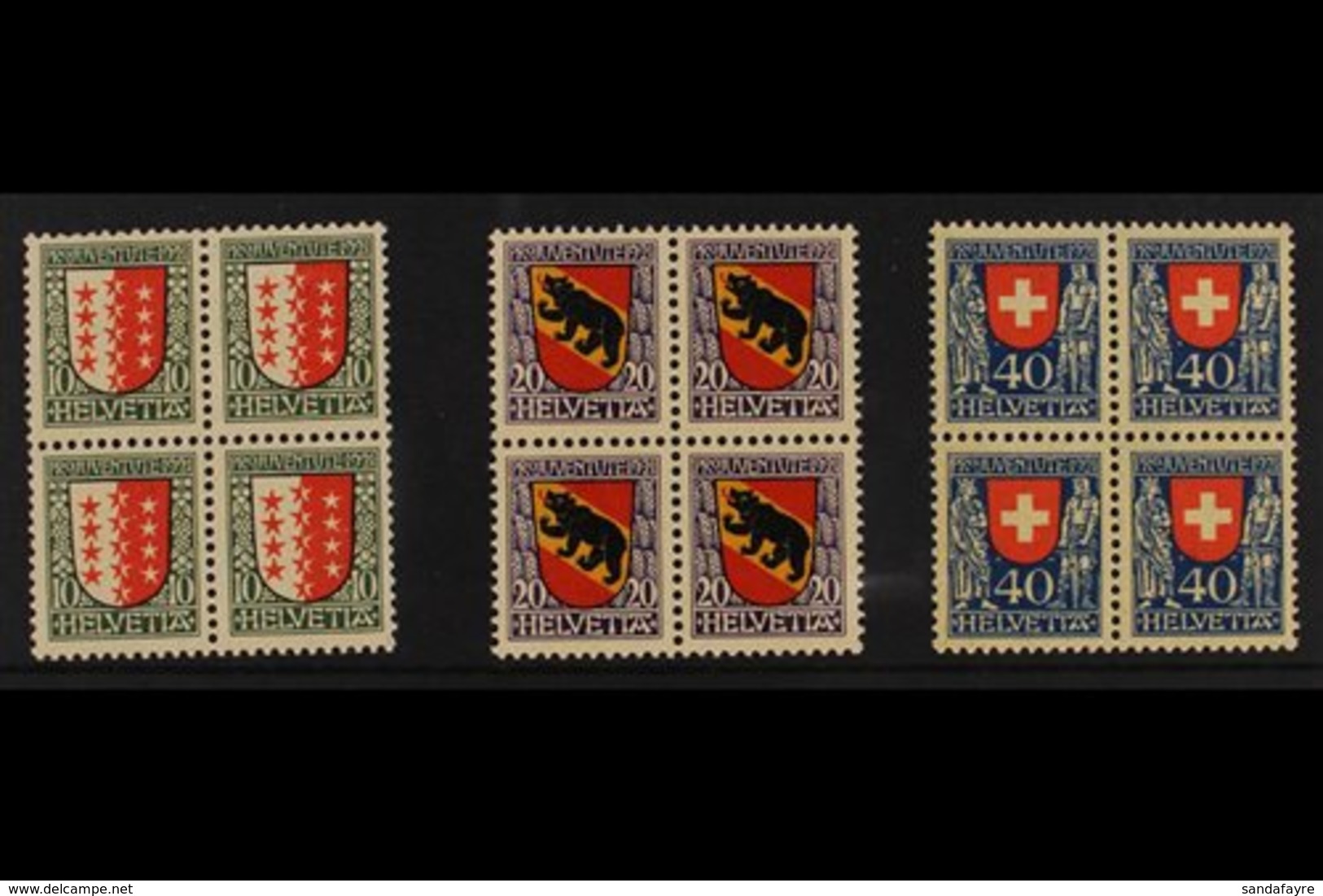 1921  Pro Juventute Set, Mi 172/74, SG J17/19, BLOCKS OF 4, Never Hinged Mint (3 Blocks = 12 Stamps) For More Images, Pl - Other & Unclassified