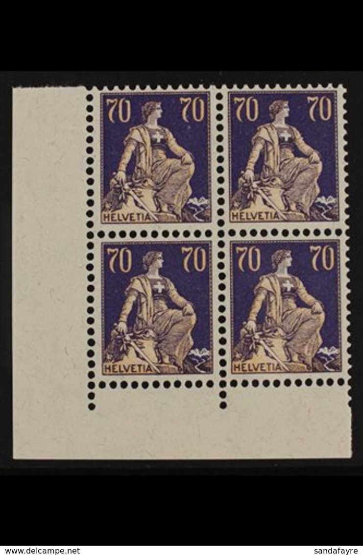 1921-1934  70c Buff & Violet, Smooth Gum, Mi 171x, SG 243, CORNER BLOCK OF 4, Never Hinged Mint (4 Stamps) For More Imag - Sonstige & Ohne Zuordnung