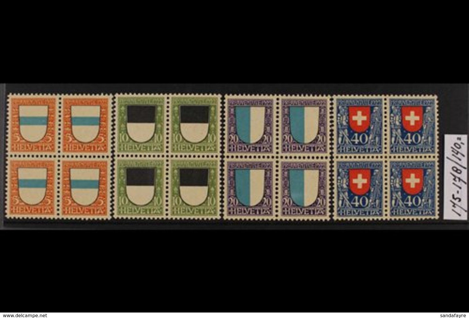 1922  Pro Juventute Set, Mi 175/78, SG J20/23, BLOCKS OF 4, Never Hinged Mint (4 Blocks = 16 Stamps) For More Images, Pl - Other & Unclassified