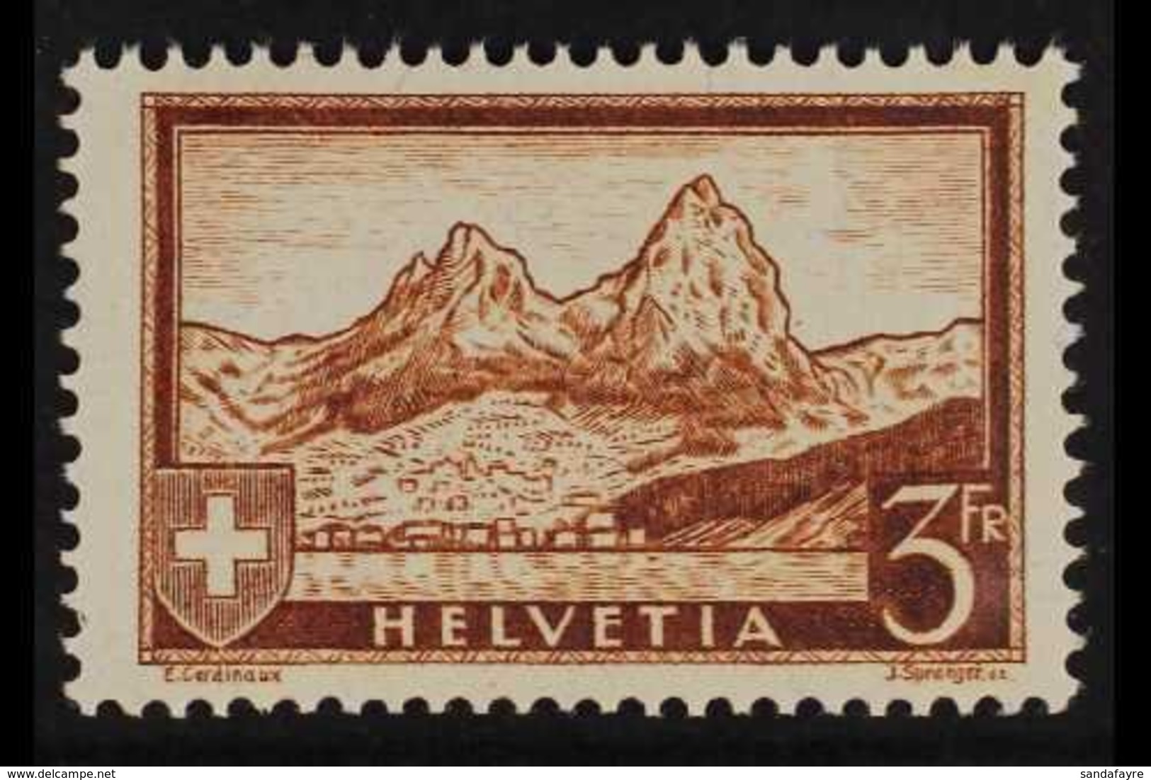 1928  3fr Red Brown "The Mythen", Mi 226, SG 335, Never Hinged Mint For More Images, Please Visit Http://www.sandafayre. - Other & Unclassified