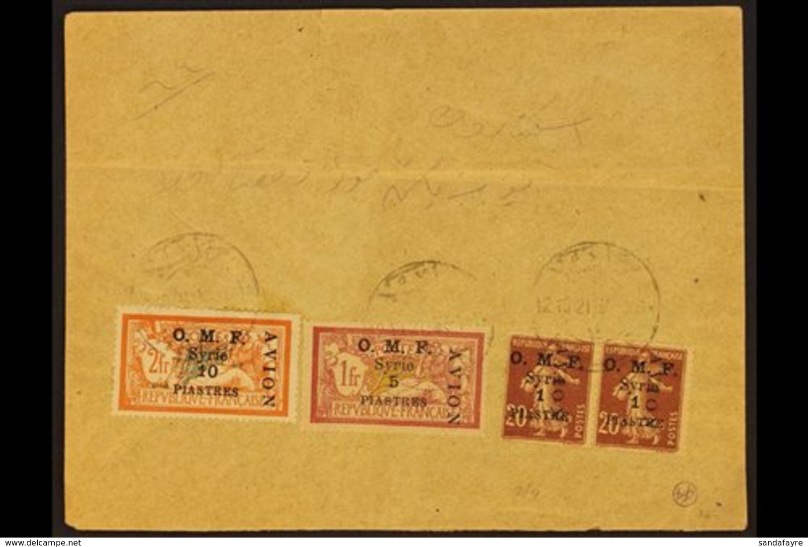 1921  Airmail Set Complete On Flown Cover Halep To Damas, SG 86/9, Cover Fold But Stamps Very Fine. For More Images, Ple - Siria