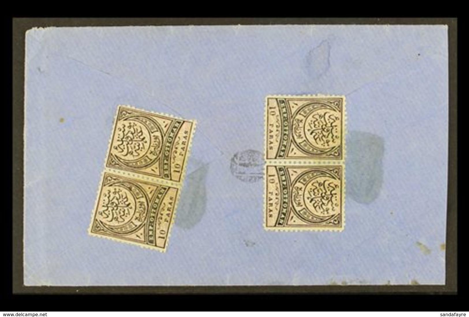 1876 "OTTOMANS" COVER  10pa Black & Mauve (SG 82) X2 Pairs On Cover Addressed In Arabic, Tied By Indistinct Square Seal  - Sonstige & Ohne Zuordnung
