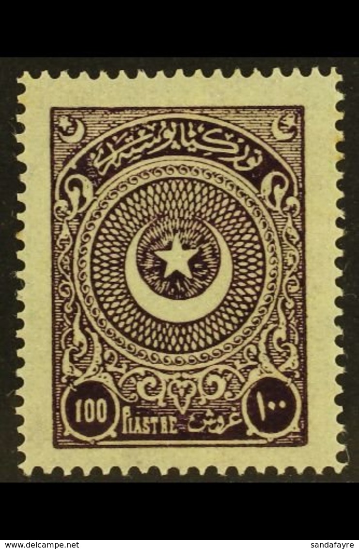 1923-25  100pi Dark Violet 'Star & Half-moon In Circle', Mi 824, Very Fine Mint. Superb Well Centered Stamp. For More Im - Other & Unclassified