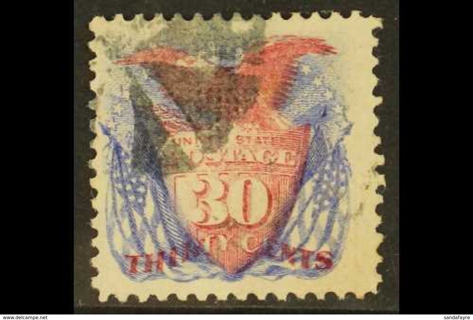 1869  30c Lake And Deep Ultramarine Pictorial, SG 123a, Scott 121, Superb With Part Segmented Cork Cancel, Buhler Guaran - Sonstige & Ohne Zuordnung