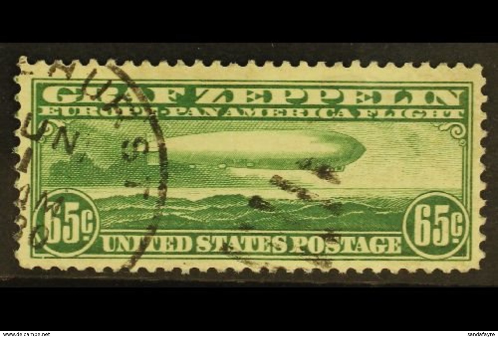 1930  AIR Graf Zeppelin 65c Green (Sc C13, SG A687) Very Fine Used. For More Images, Please Visit Http://www.sandafayre. - Other & Unclassified