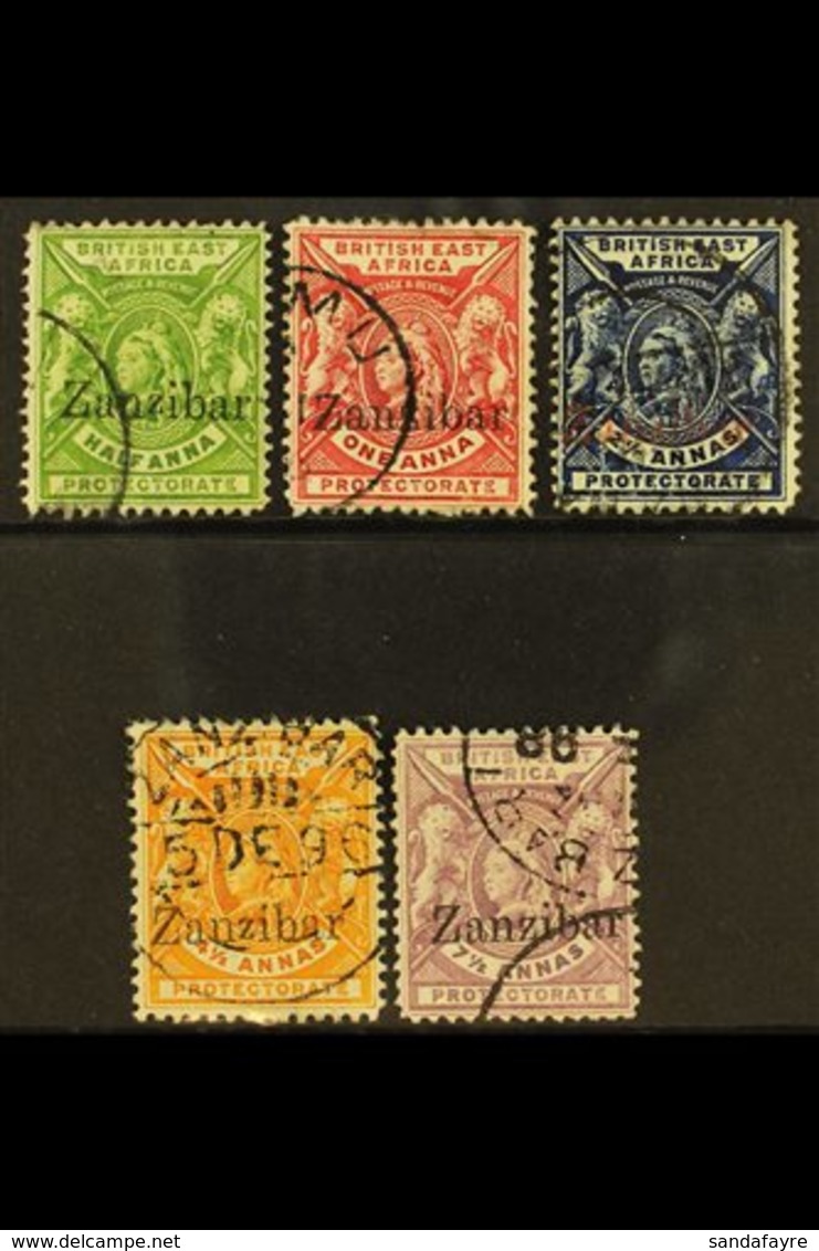 1896  Overprinted On East Africa, ½a To 4½a And 7½a, SG 41/44 & 46, Fine Cds Used. (5) For More Images, Please Visit Htt - Zanzibar (...-1963)