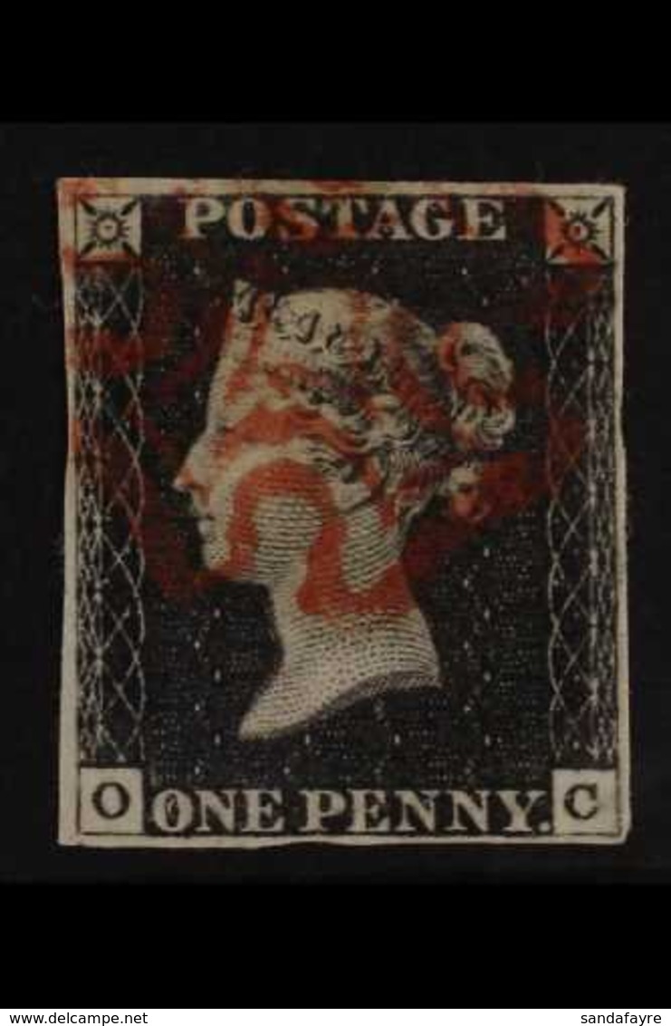 1840  1d Black 'OC' Plate 3, SG 2, Very Fine Used With Nice Red Maltese Cross Cancel, Four Margins, Fresh. For More Imag - Ohne Zuordnung