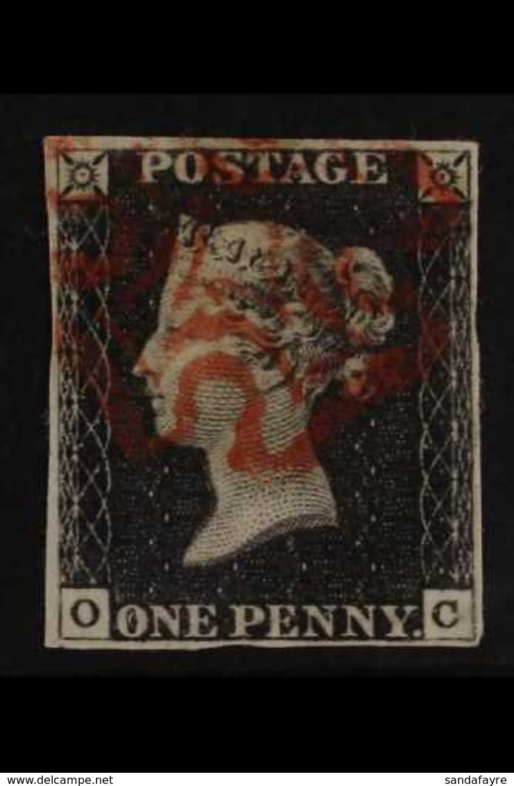 1840  1d Black 'OC' Plate 3, SG 2, Very Fine Used With Nice Red Maltese Cross Cancel, Four Margins, Fresh. For More Imag - Zonder Classificatie