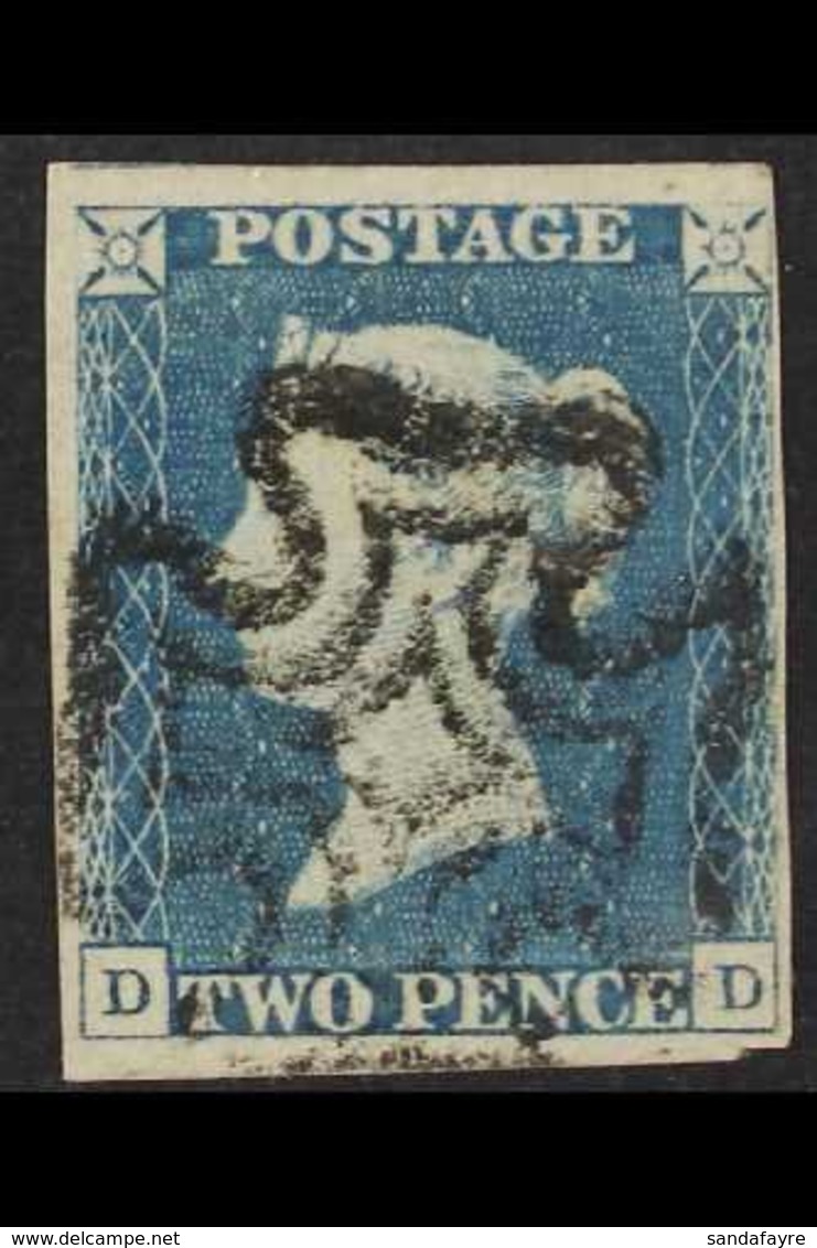 1840  2d Blue "DD", Plate 1, SG 5, Fine Used With 4 Clear Margins And Neat Almost Full Black Maltese Cross Cancel. For M - Andere & Zonder Classificatie