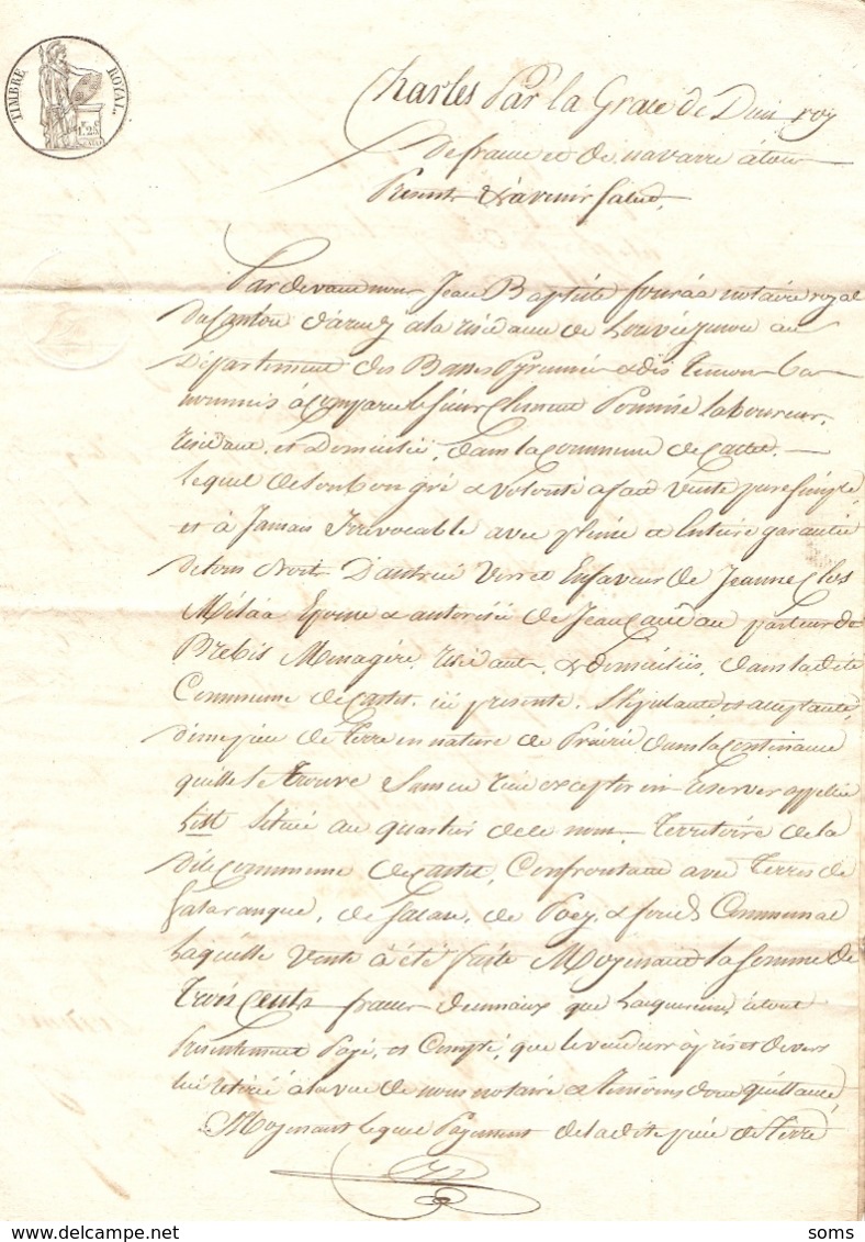 Vieux Papier Du Béarn, Castet En Ossau, 1829, Pommé Vend Une Prairie Quartier Hist /List à Jeanne Clos-Milaa ép. Candau - Documentos Históricos