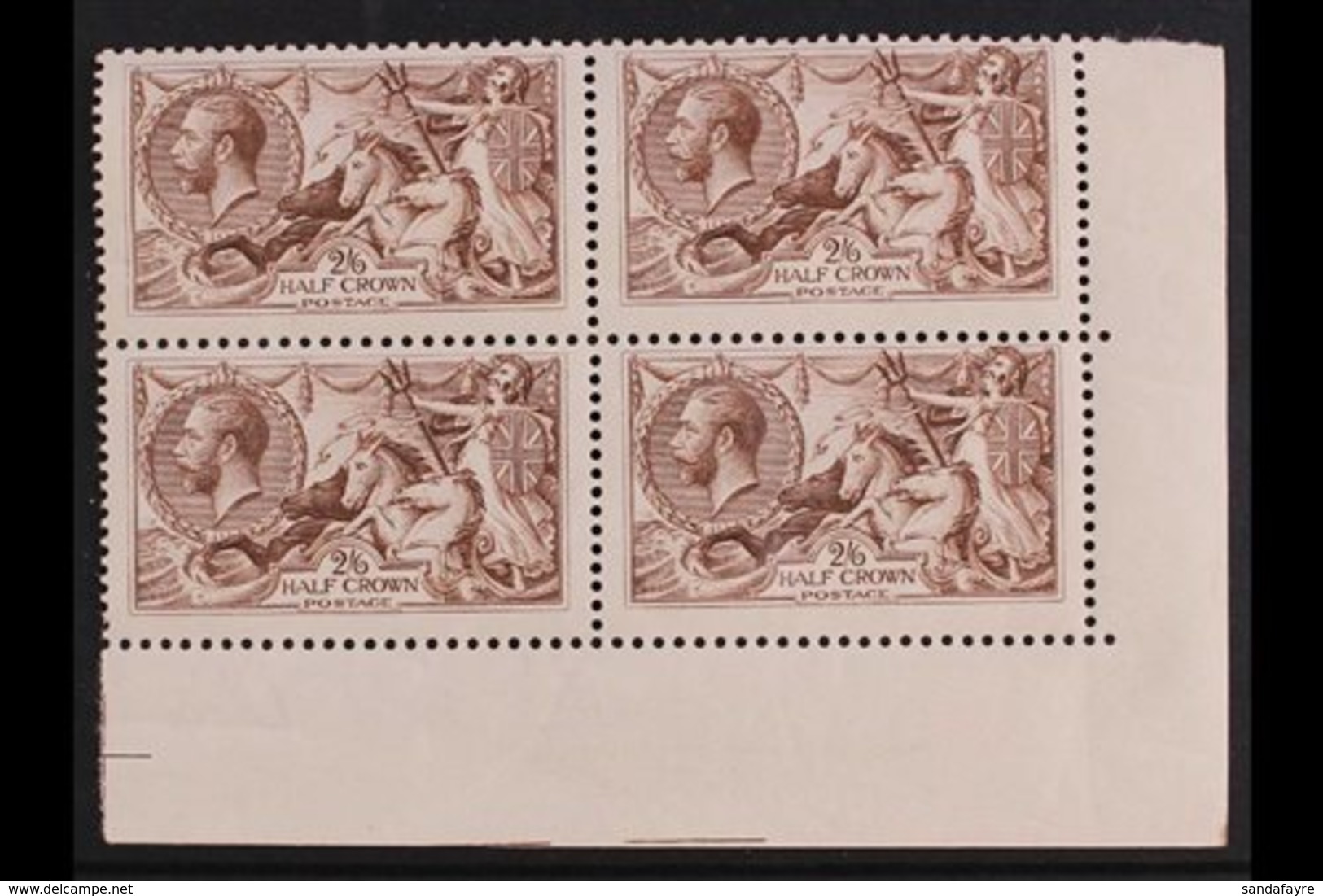 1918-19  2s6d Red-brown Bradbury Seahorse, SG 415, Superb Never Hinged Mint BLOCK OF FOUR From The Bottom-right Corner O - Ohne Zuordnung