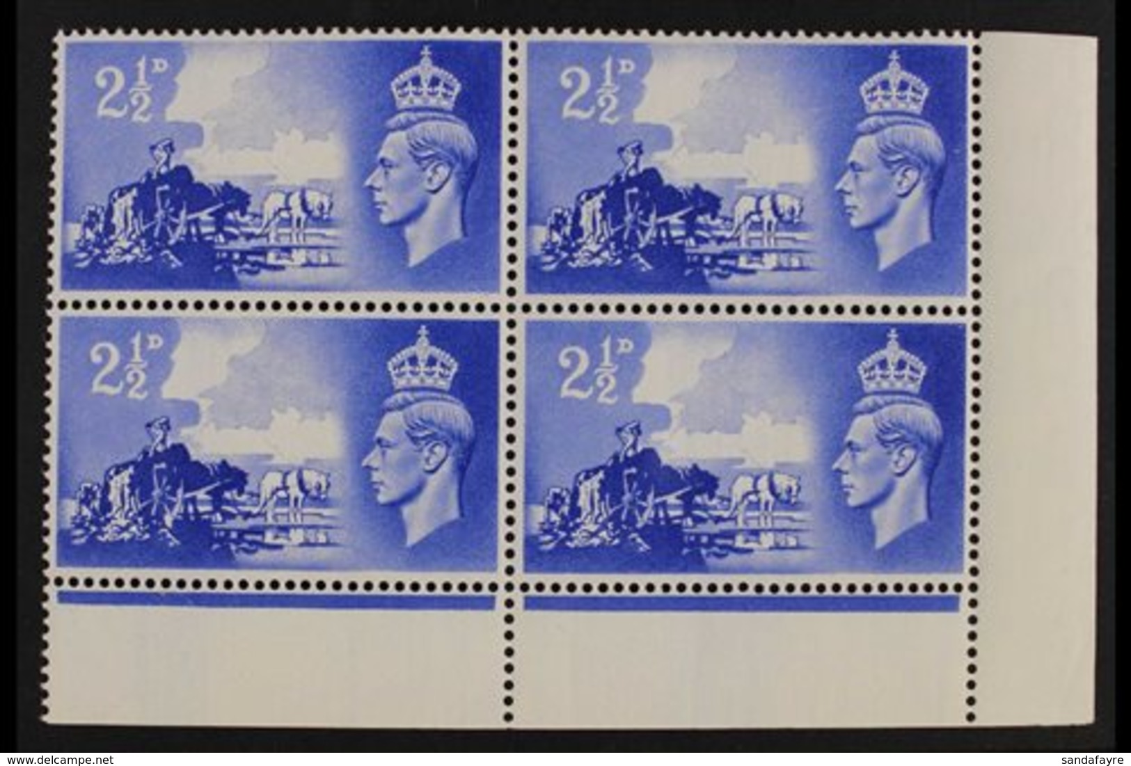 CHANNEL ISLANDS  1948 2½d Ultramarine BROKEN WHEEL Variety (position R. 20/5), SG C2a, Within Positional Lower Right Cor - Sonstige & Ohne Zuordnung