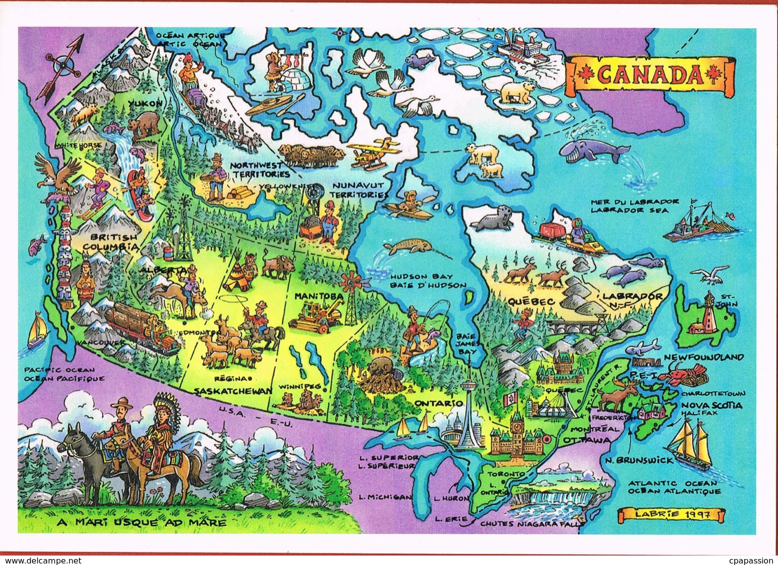 CANADA - Le Canada Et Ses Provinces-Carte Géographique  - Format 17 X 12 Cm- Illust A.LABRIE--scans Recto Verso- - Cartes Modernes