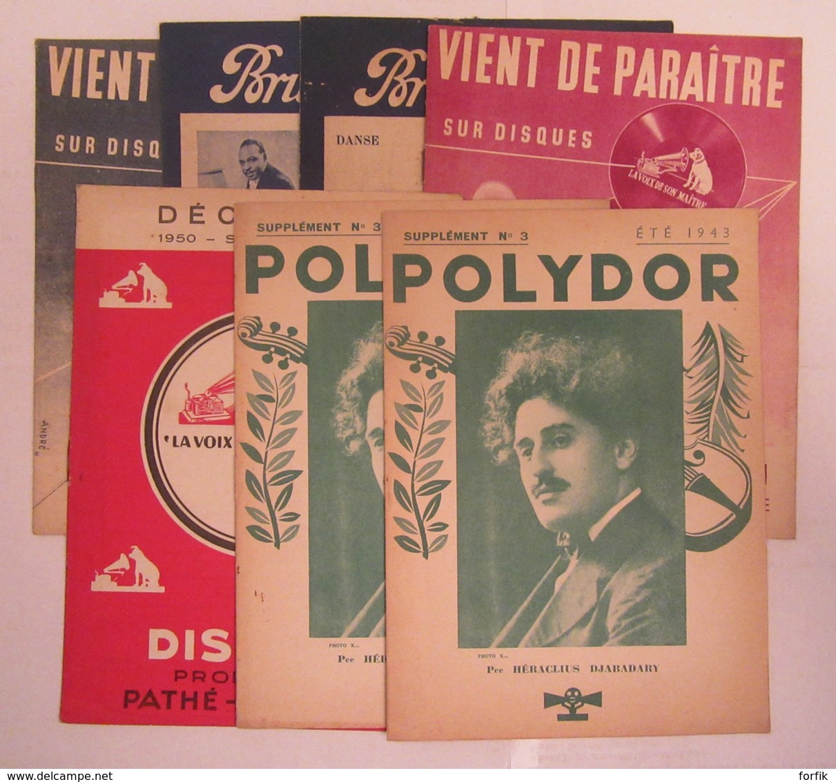 7 Livrets Publicitaires - Parution De Disques - Brunswick, Polydor, Etc ... - 1941, 1943, 1950 - Advertising