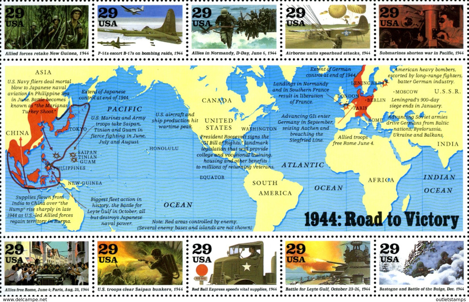 Ref. 86886 * NEW *  - UNITED STATES . 1994. 2nd WORLD WAR. 2 GUERRA MUNDIAL - Unused Stamps