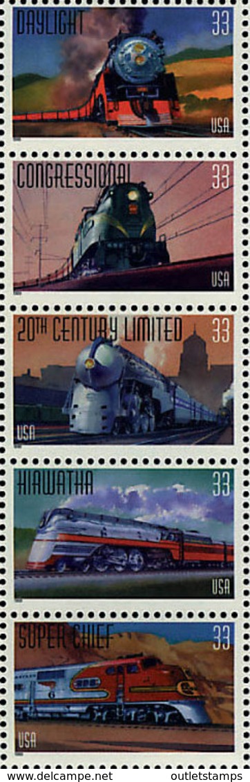 Ref. 133303 * NEW *  - UNITED STATES . 1999. TRAINS FROM THE 30s AND 40s. TRENES DE LOS A�OS 30 Y 40 - Ungebraucht