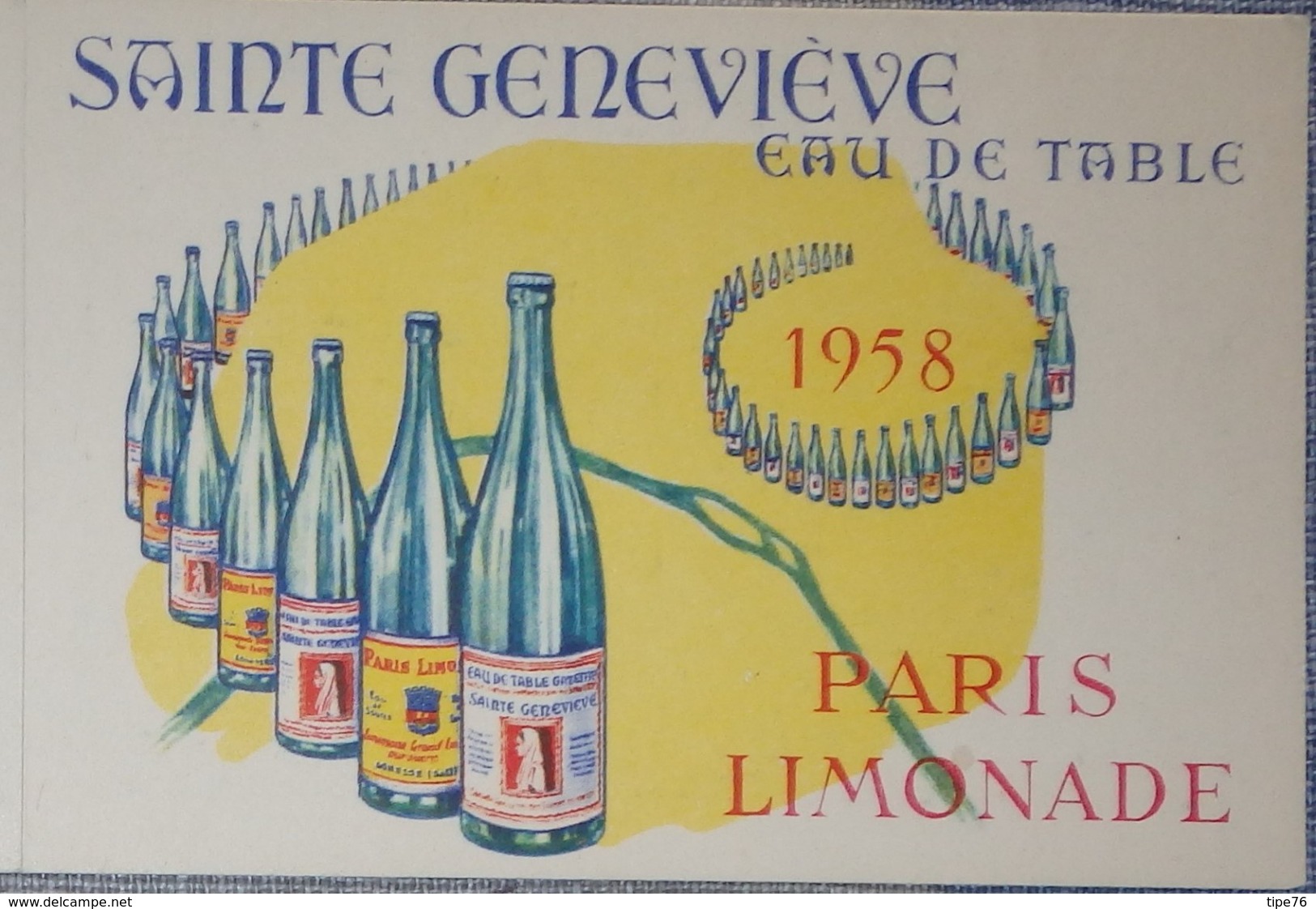 Petit Calendrier De Poche  Publicitaire 1958   Eau De Table Sainte Geneviève Paris Limonade - Formato Piccolo : 1941-60