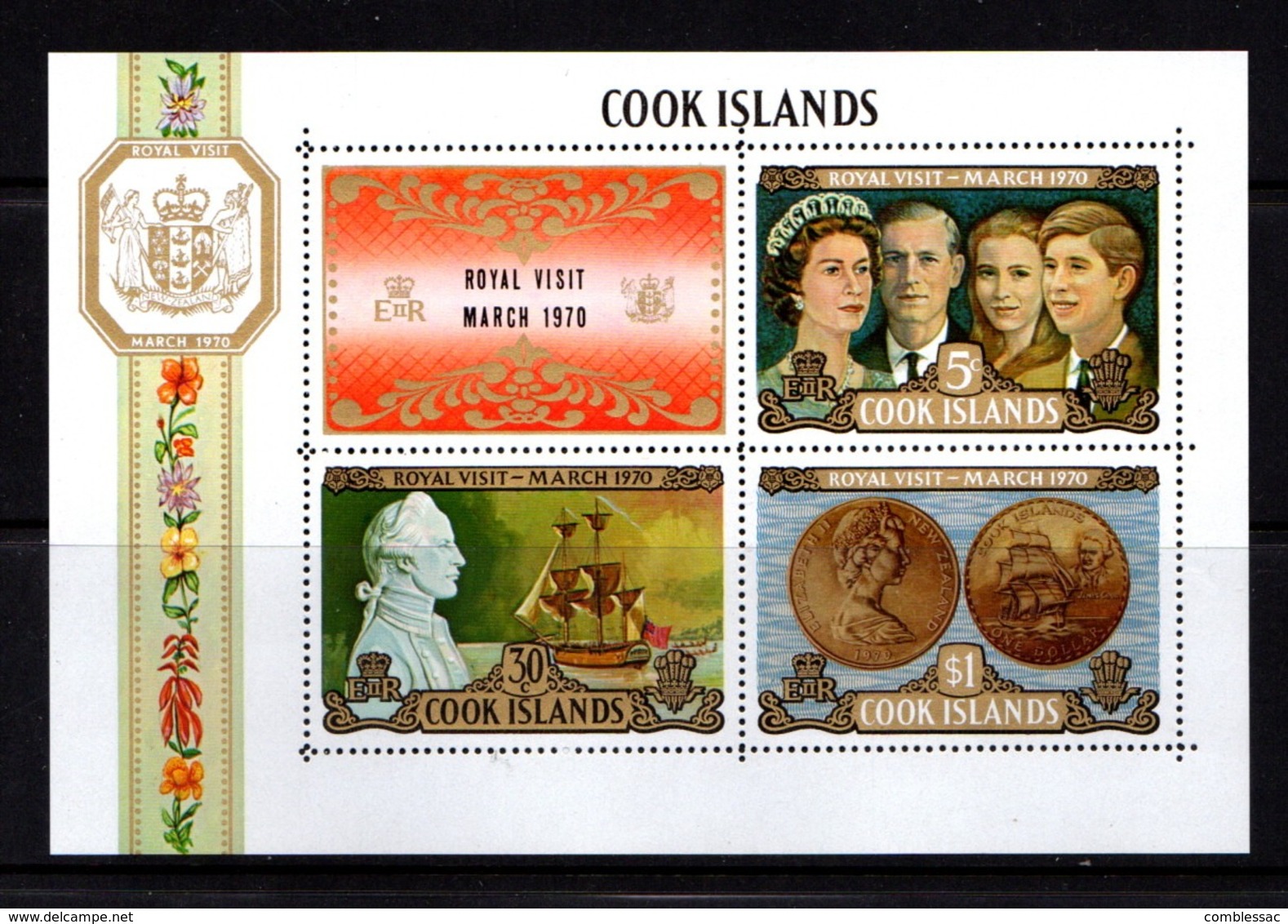 COOK  ISLANDS    1970    Royal  Visit    Sheetlet    MNH - Cook Islands