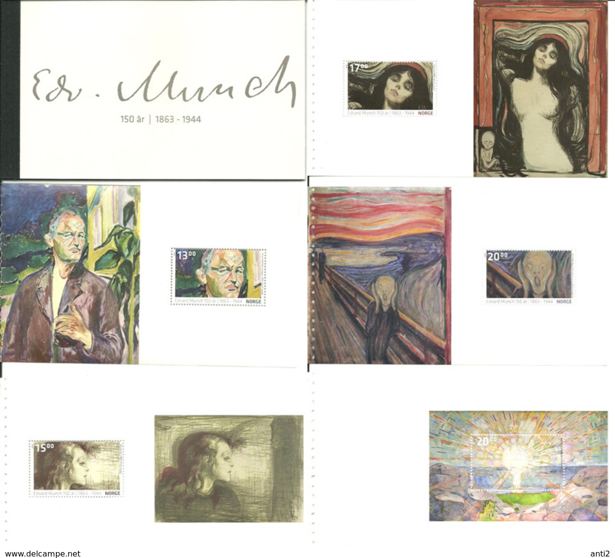 Norway 2013 Norwegian Painter Edvard Munch -  Prestige Booklet With 5 Panes / Minisheets Mi 1804-1808 MNH(**) - Neufs