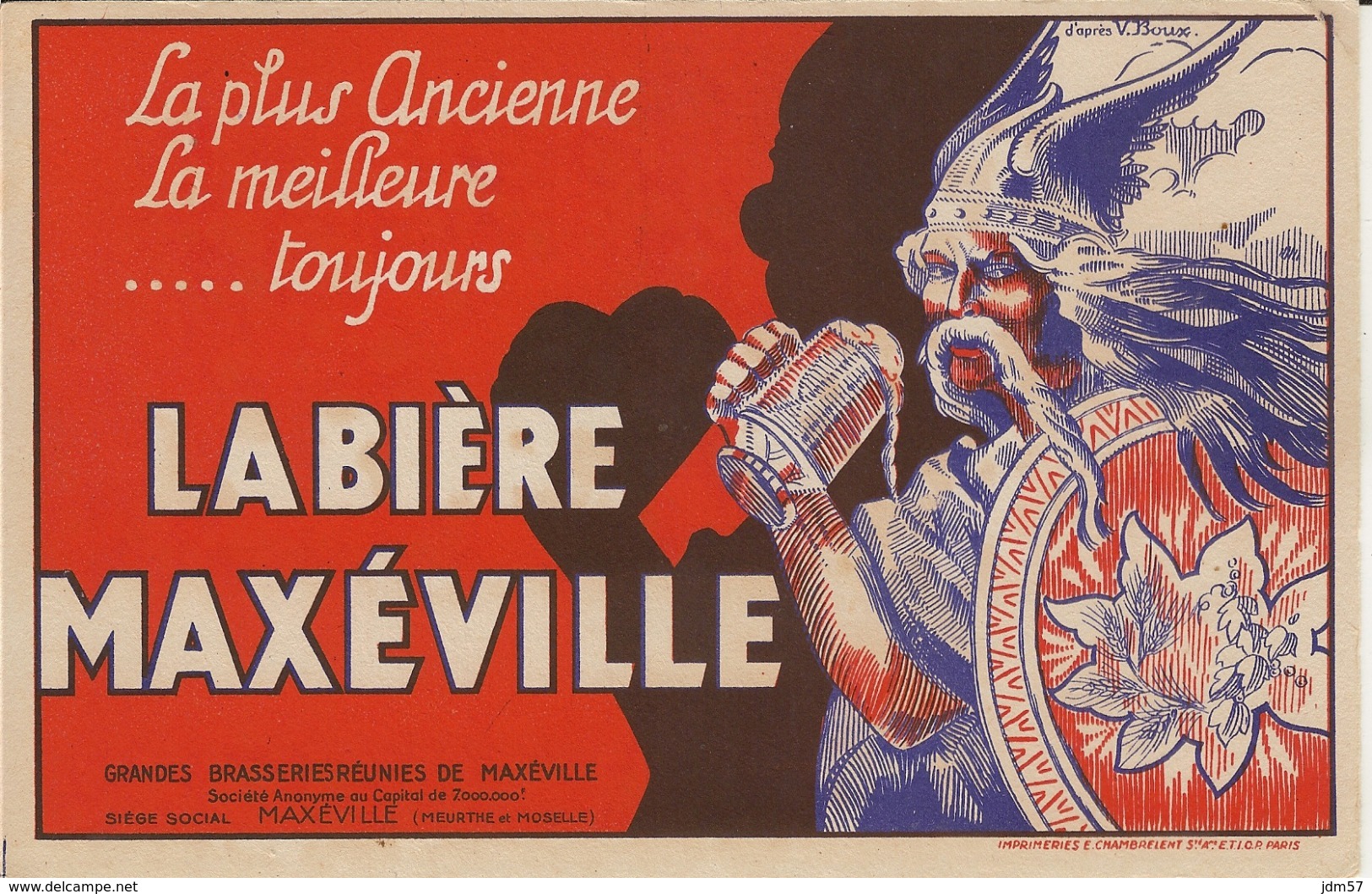 LA BIERE MAXEVILLE  D'aprés V.BOUX (gaulois) - Meurthe Et Moselle 21 X 13.5 Cm Bon Etat - Liquor & Beer