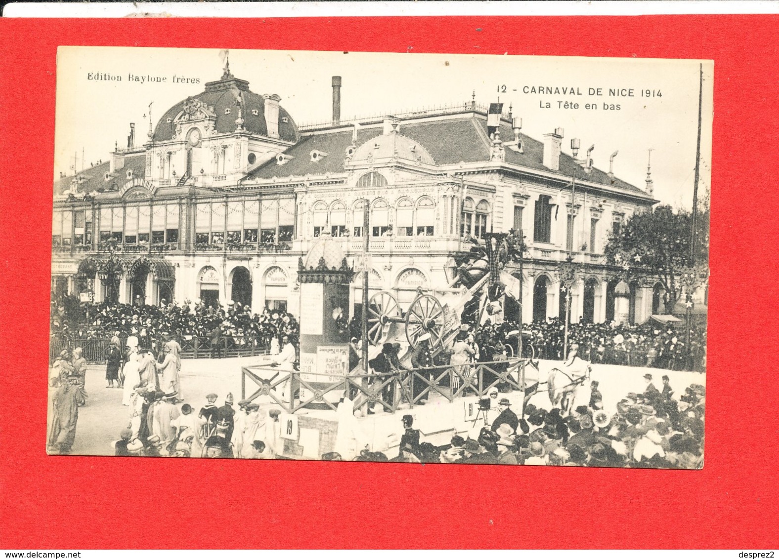CARNAVAL NICE XLII 1914 Cpa Animée La Tete En Bas   12 Edit Baylone Freres - Carnaval