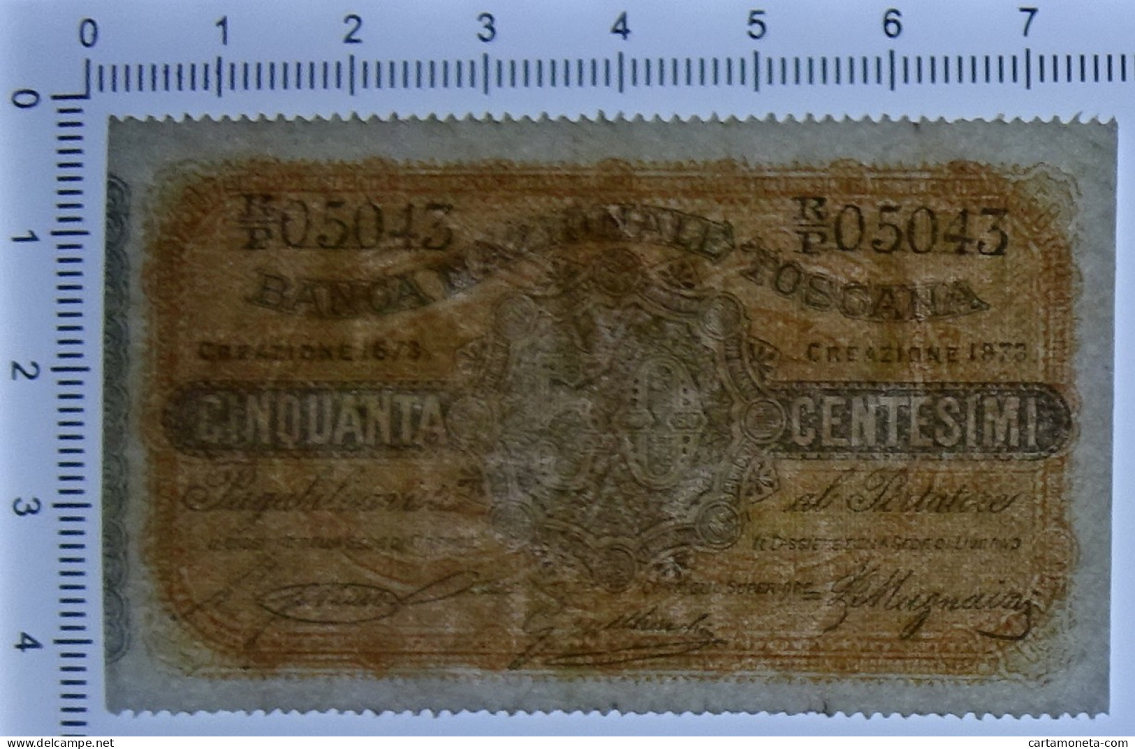 50 CENTESIMI BANCA NAZIONALE TOSCANA REGNO D'ITALIA 1873 BB - Altri & Non Classificati