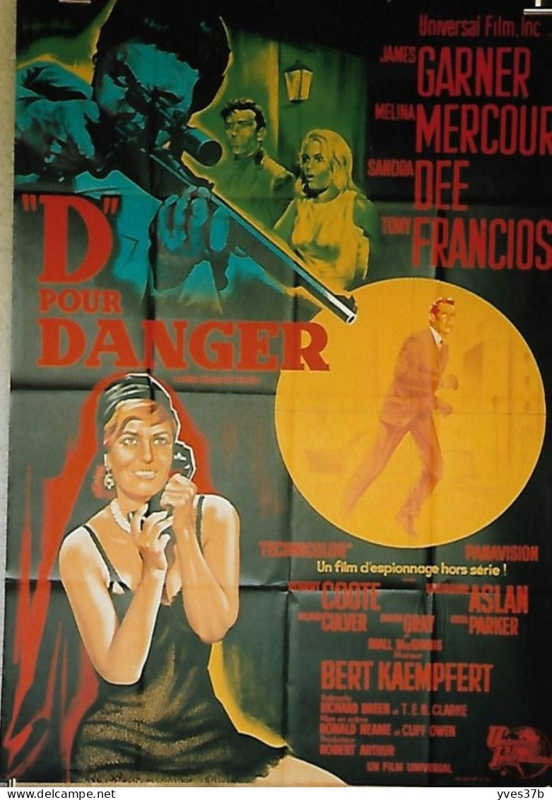 "D Pour Danger" Melina Mercouri, James Garner...1966 - Affiche 120x160 - TTB - Afiches & Pósters