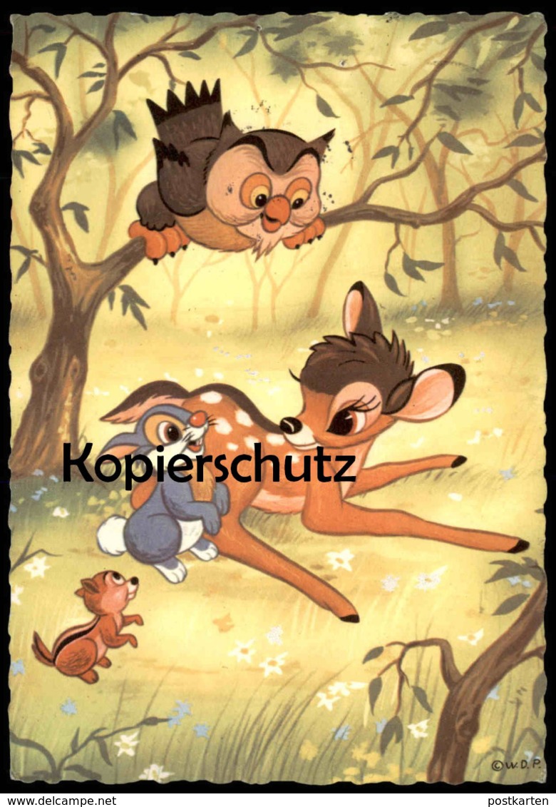 ÄLTERE POSTKARTE BAMBI FREUND EULE WALT DISNEY Friend Owl Klopfer Thumper Reh Zeichentrick Ansichtskarte AK Cpa Postcard - Vögel