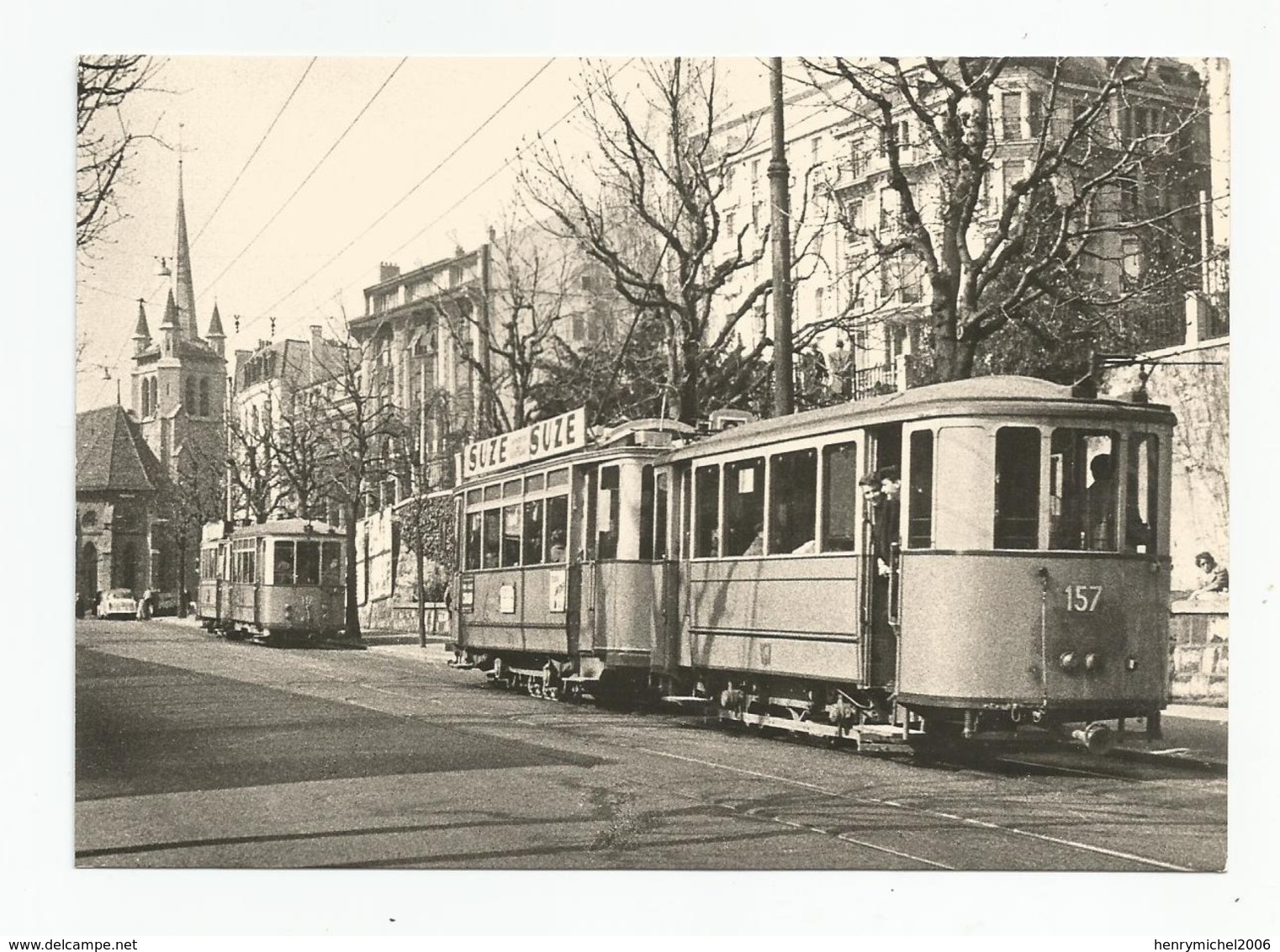 Suisse Vaud Lausanne Tramway Avenue Du Théatre 1961  Cpm Repro - Lausanne