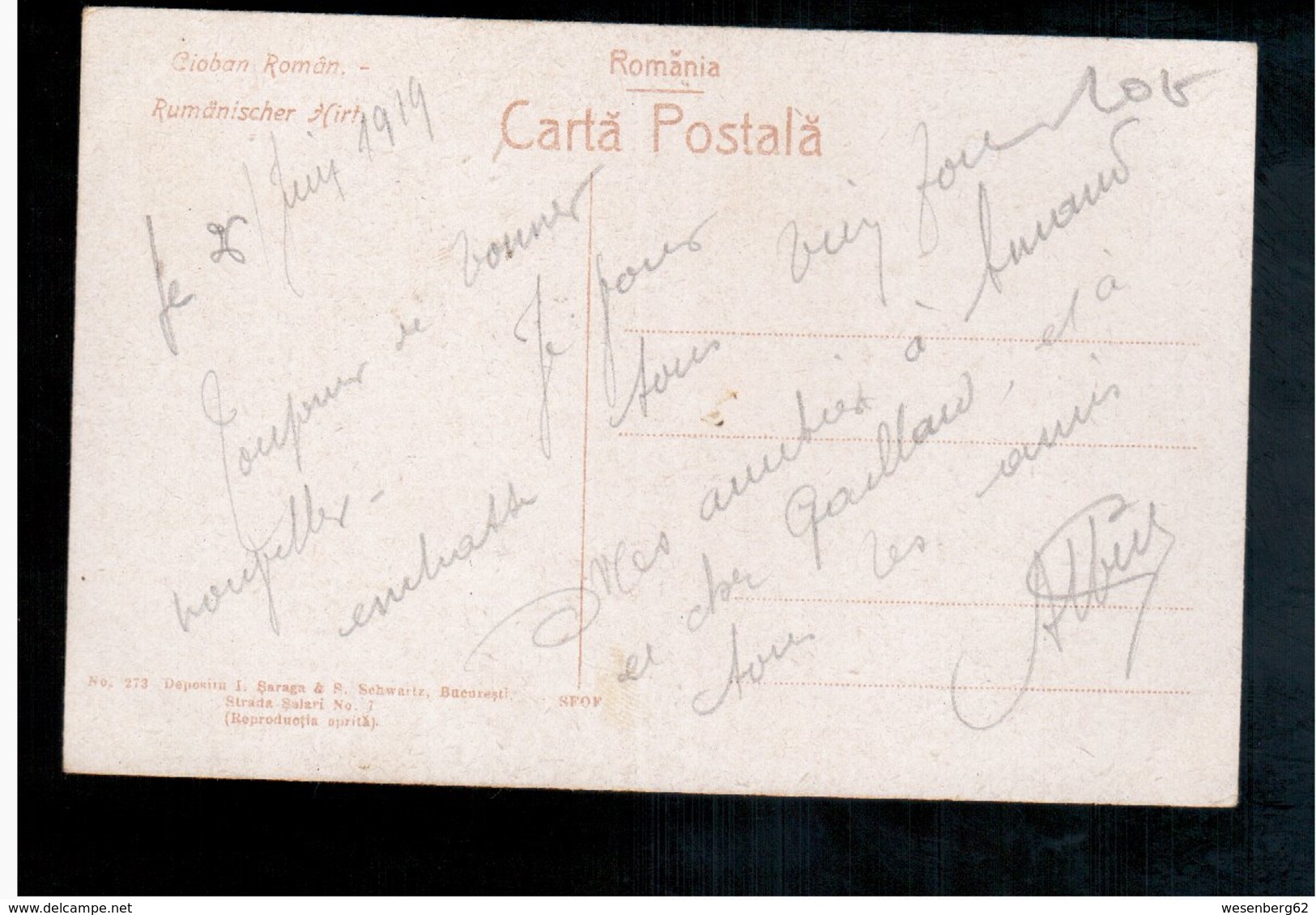 ROMANIA Cioban Roman - Rumänischer Hirt  1919 Old Postcard - Roumanie