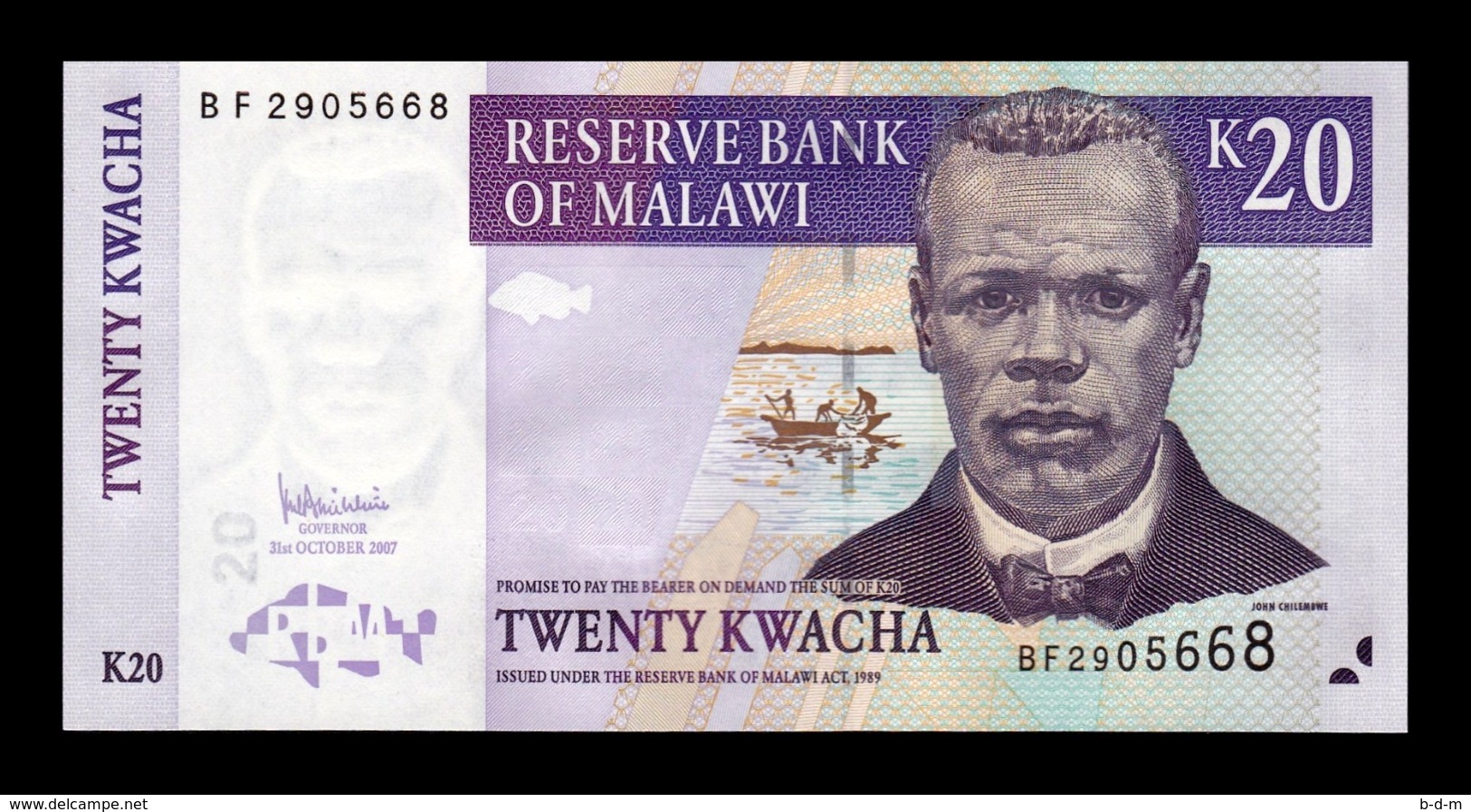 Malawi 20 Kwacha 2007 Pick 52c SC UNC - Malawi