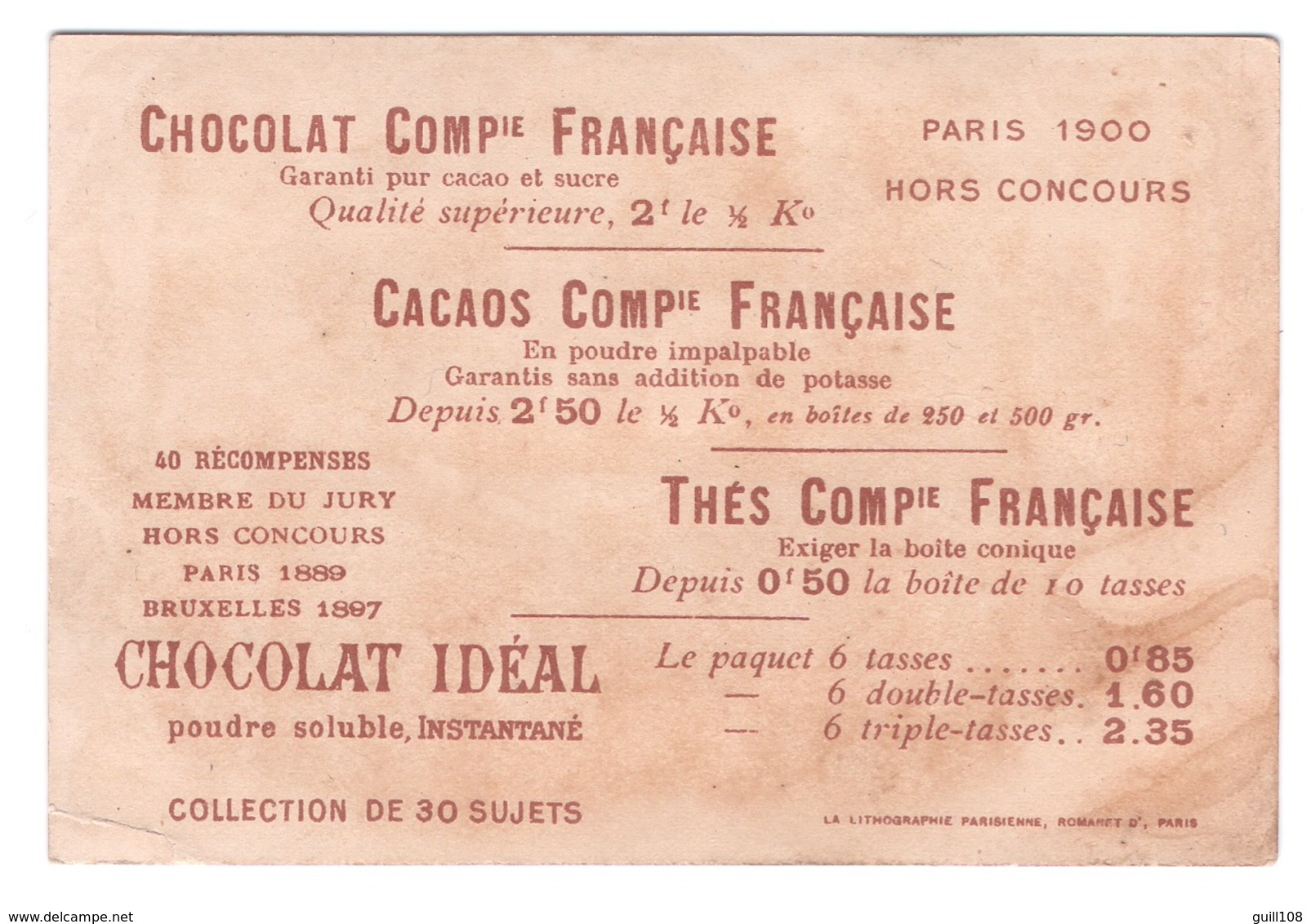 Chromo Image Pieuse Thés Chocolat Compagnie Française Romanet Saint Loup Sonne La Cloche église Foi Holy Card A30-48 - Tea & Coffee Manufacturers