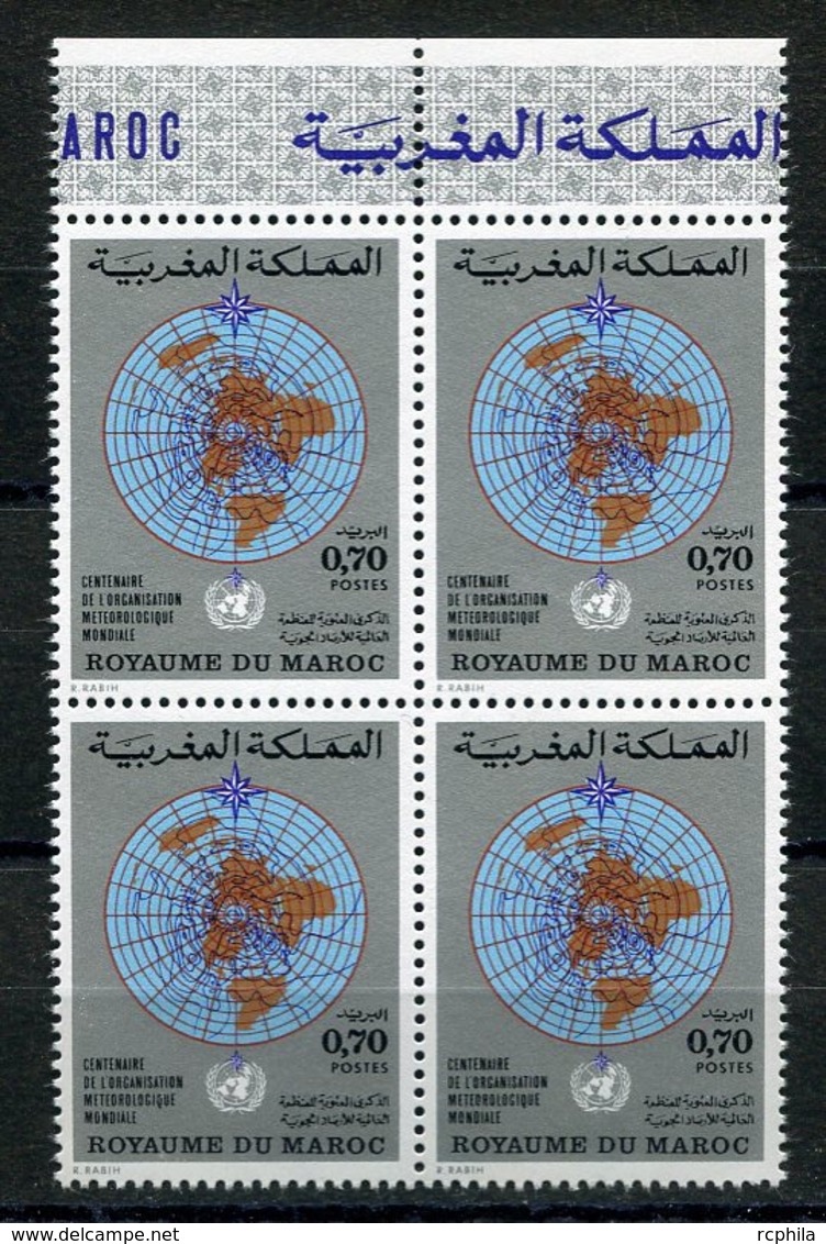 RC 14347 MAROC N° 654 ORGANISATION MÉTÉOROLOGIQUE MONDIALE BLOC DE 4 NEUF ** - Marruecos (1956-...)