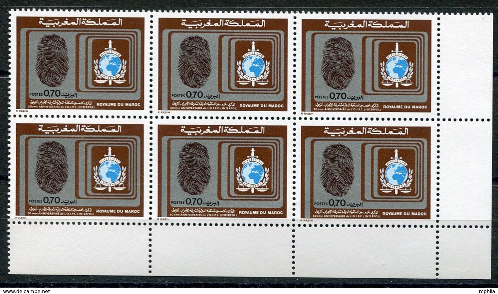 RC 14363 MAROC N° 686 INTERPOL BLOC DE 6 NEUF ** - Morocco (1956-...)