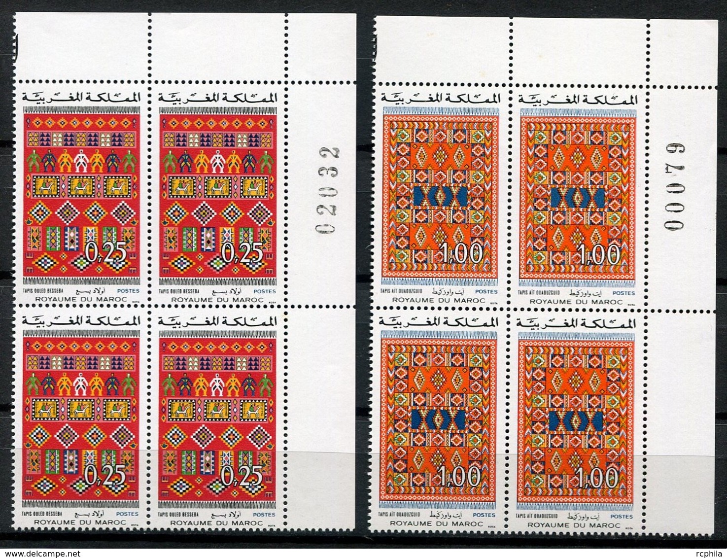 RC 14368 MAROC N° 741 / 742 TAPIS MAROCAINS BLOC DE 4 NEUF ** - Marokko (1956-...)