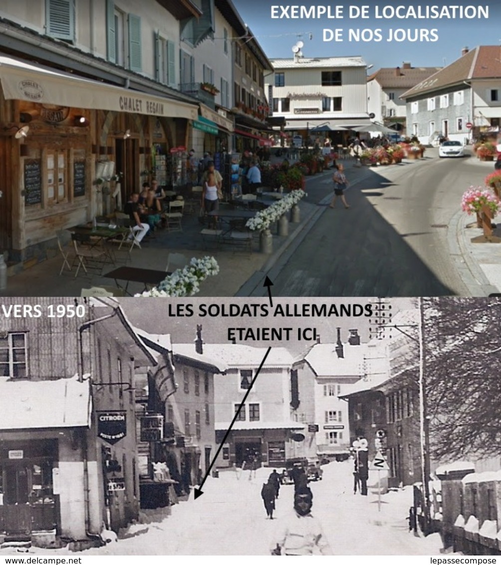 LES ROUSSES - OFFICIERS ALLEMANDS DEVANT LE RESTAURANT LA REDOUTE GRANDE RUE ( PASTEUR ) ET LEUR VOITURE VERS 1940 - Autres & Non Classés