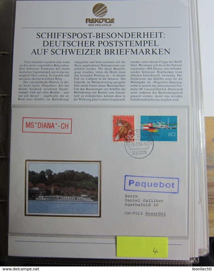 Schiffspost - Besonderheit, Deutscher Poststempel Auf Schweizer Marken. MS " DIANA " - CH ( Hamburg Flughafen 22333 ) - Sonstige & Ohne Zuordnung