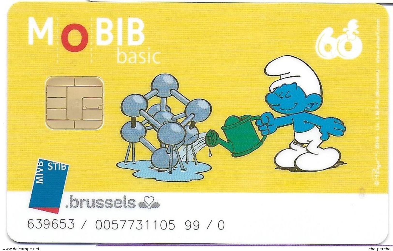 CARTE A PUCE TRANSPORT MOBIB BASIC MVB STB BRUSSELS B-D BANDE DESSINÉE ILLUSTRATEUR PEYO SCHTROUMPF ATONIUM - Other & Unclassified