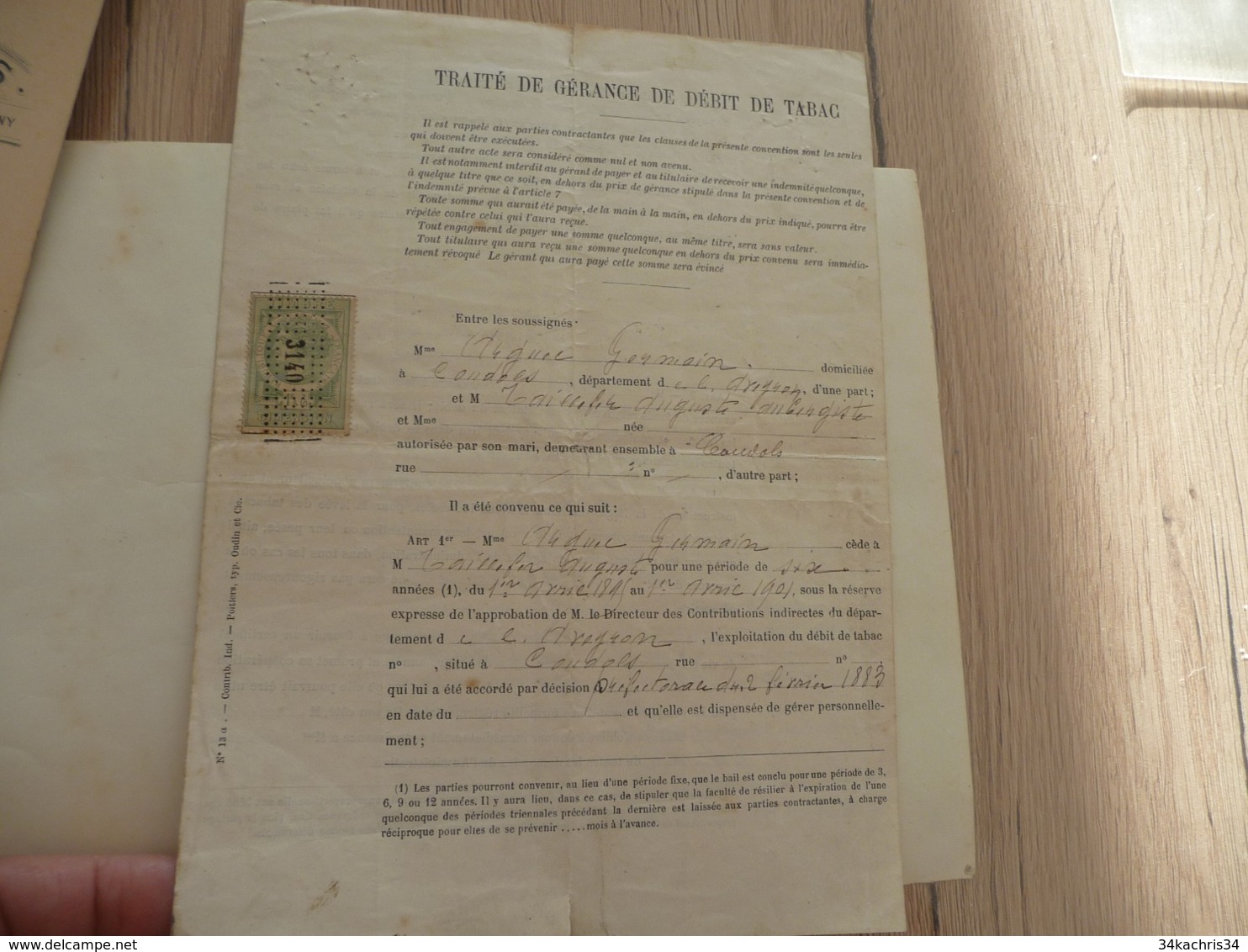 1895 Traité De Gérance De Tabac Condres Aveyron - Documents