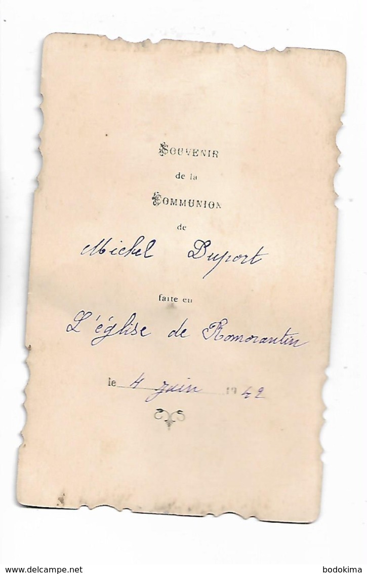 Souvenir  De  Communion  De Michel Duport , Romorantin  1942 - Other & Unclassified