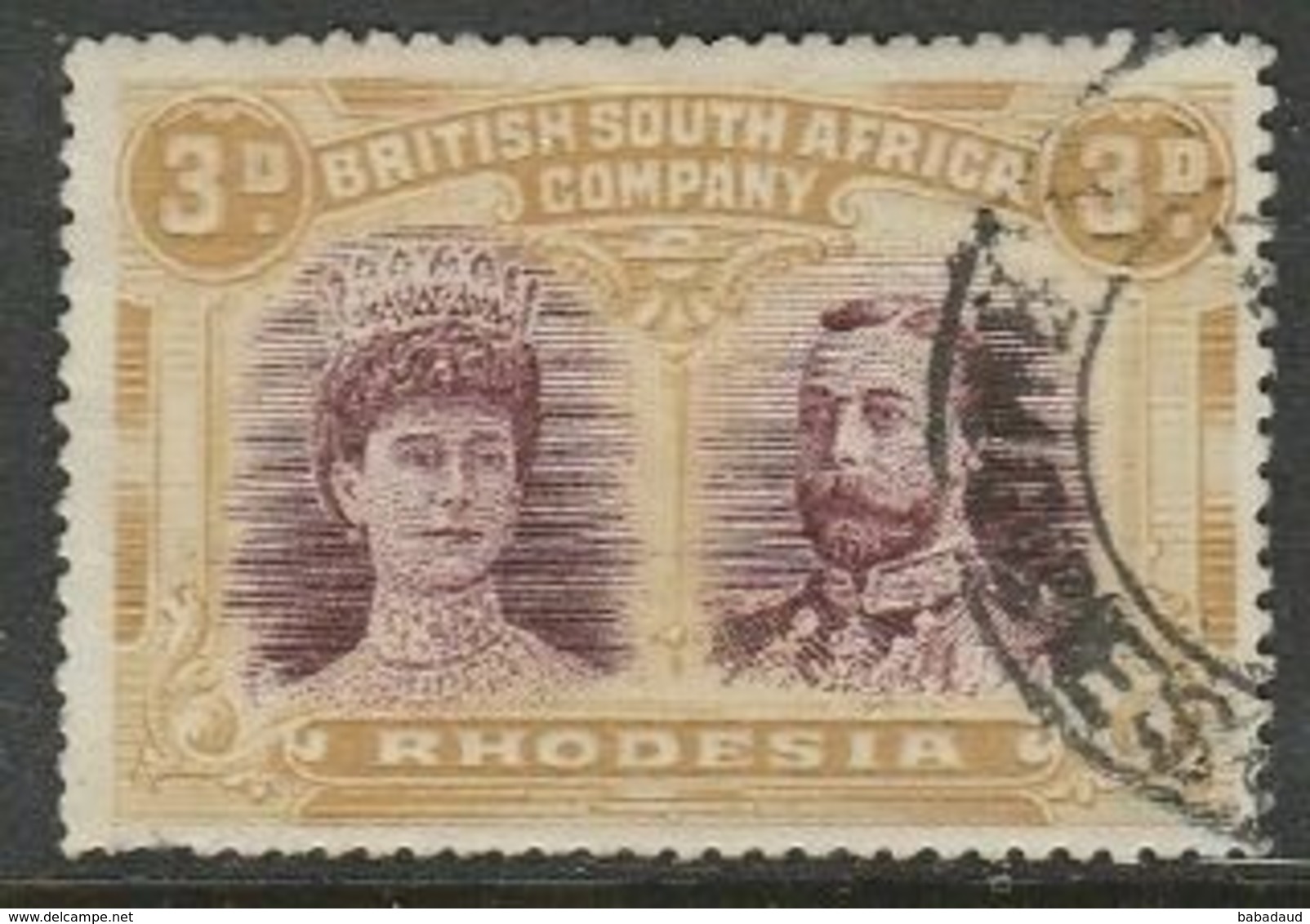 S.Rhodesia B.S.A.Co., 1910, Double Head, 4d Purple & Yellow, Perf 15, Used - Southern Rhodesia (...-1964)