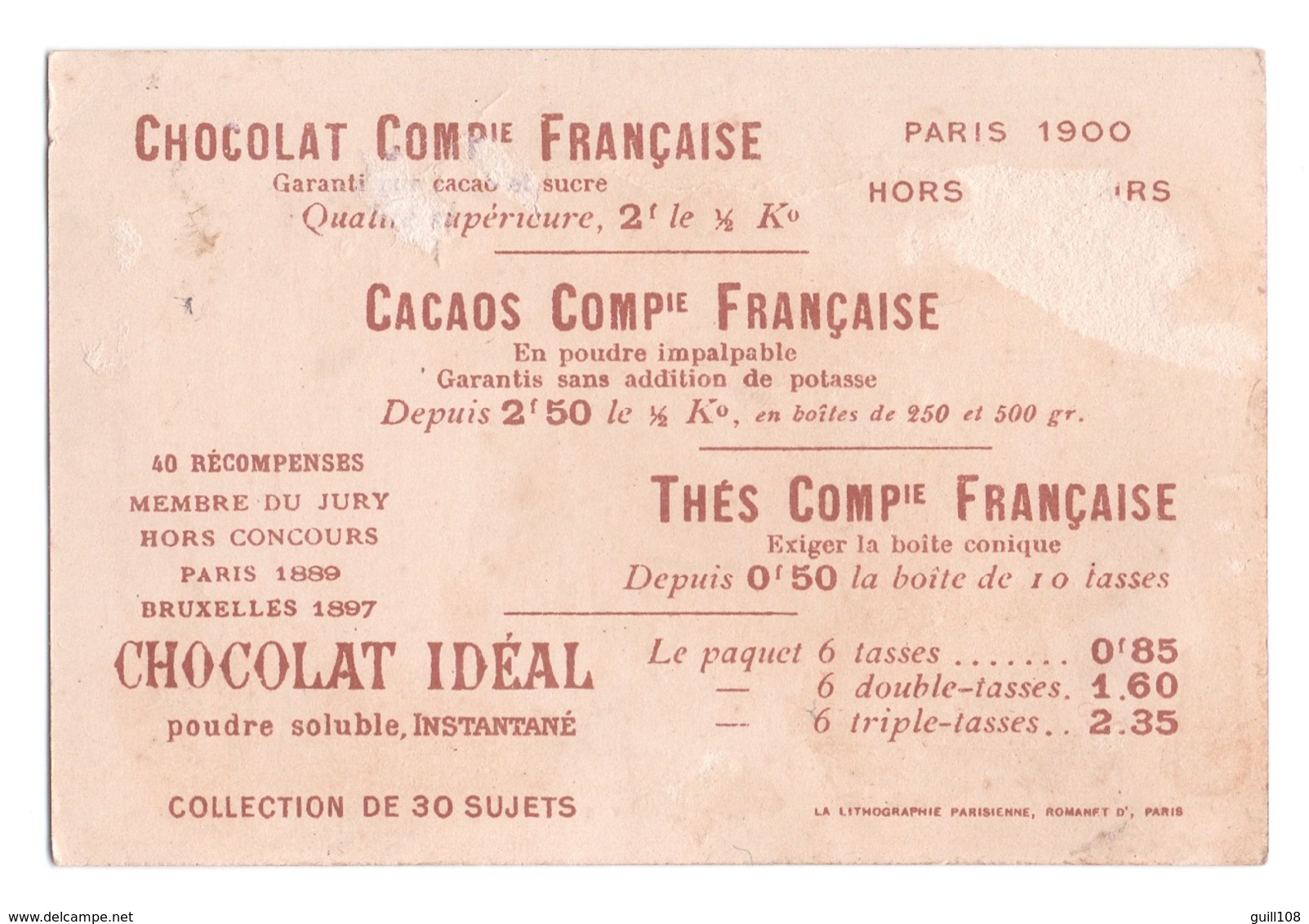 Chromo Image Pieuse Thés Chocolat Compagnie Française Romanet Saint Columba Moines Matelots Canoë Moine Holy Card A30-50 - Other & Unclassified