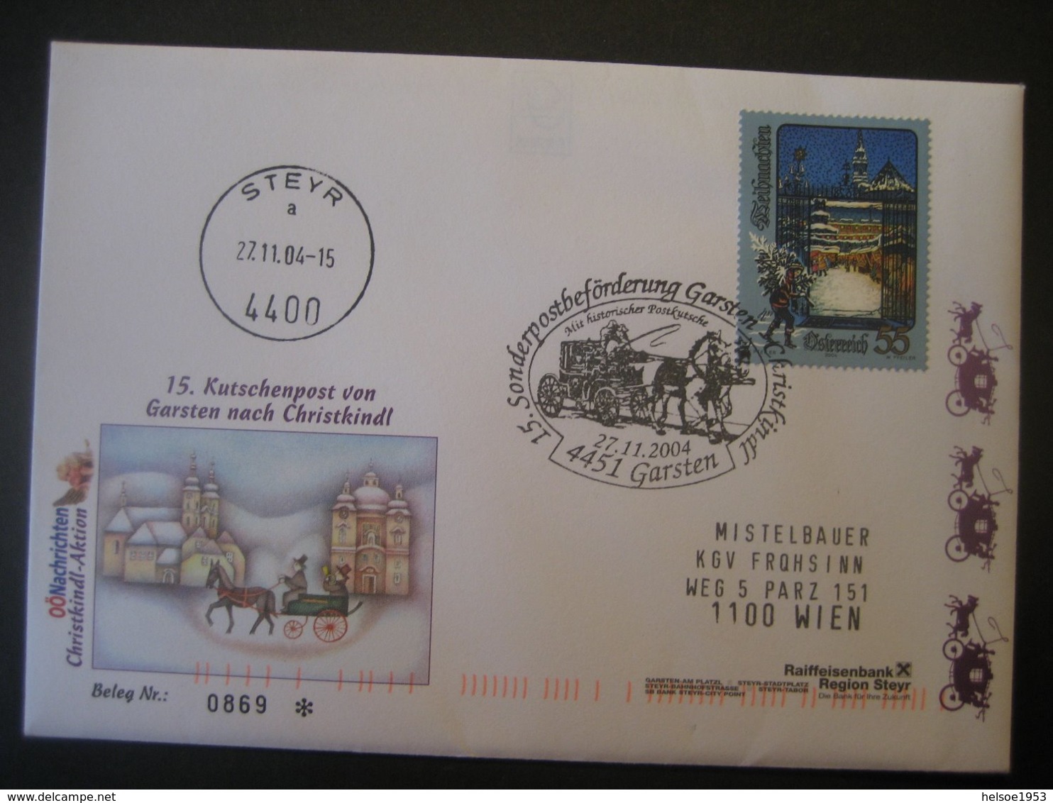 Österreich- Beleg Garsten 27.11.2004 Von Der 15. Sonderpostbeförderung - Lettres & Documents