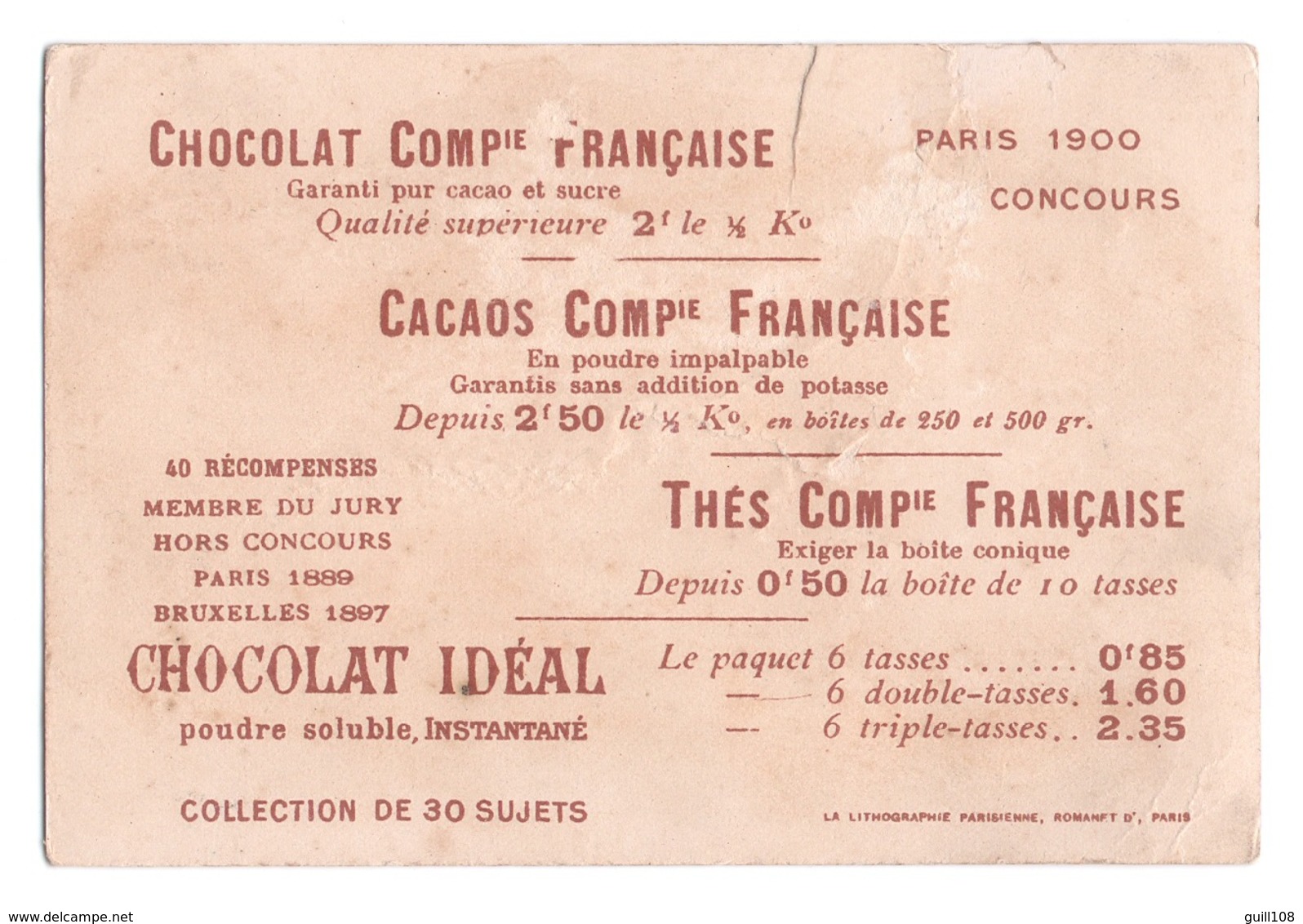Chromo Image Pieuse Thés Chocolat Compagnie Française Romanet Saint Séverin Au Lit De Mort Croix Holy Card A30-51 - Tea & Coffee Manufacturers
