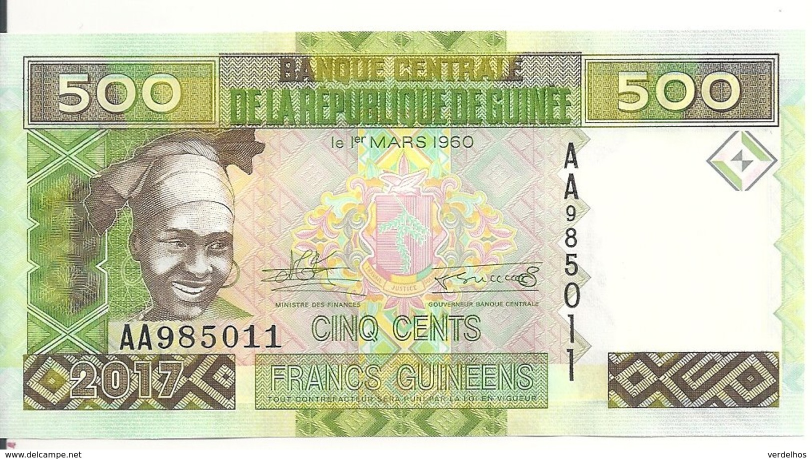 GUINEE 500 FRANCS 2017 UNC P 47 B - Guinée