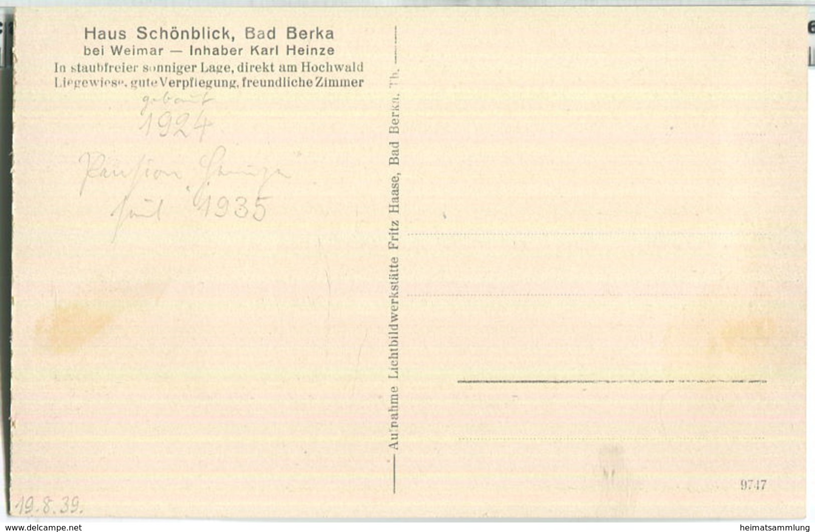 Bad Berka - Haus Schönblick - Foto-AK - Verlag Fritz Haase Bad Berka 30er Jahre - Bad Berka