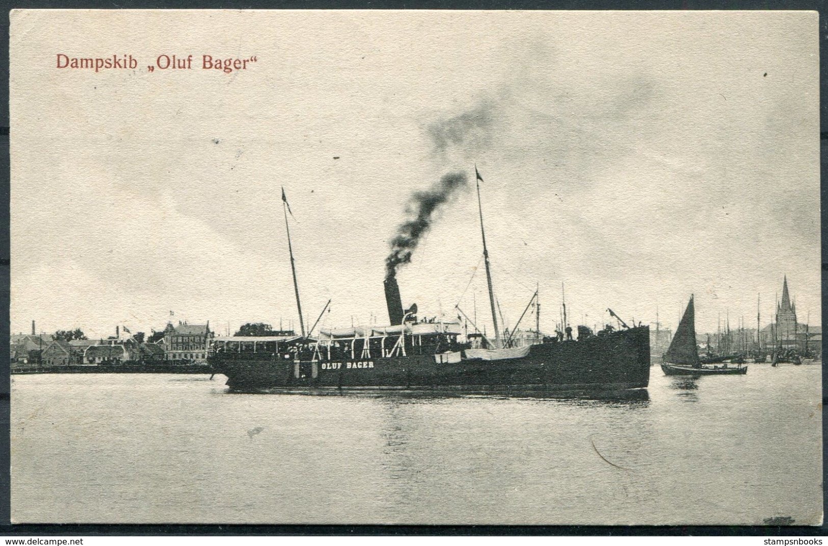 Denmark / Sweden Steamship OLUF BAGER Postcard. Boxed Frederikshavn PAQUEBOT + Goteborg FRA SVERRIG - Covers & Documents